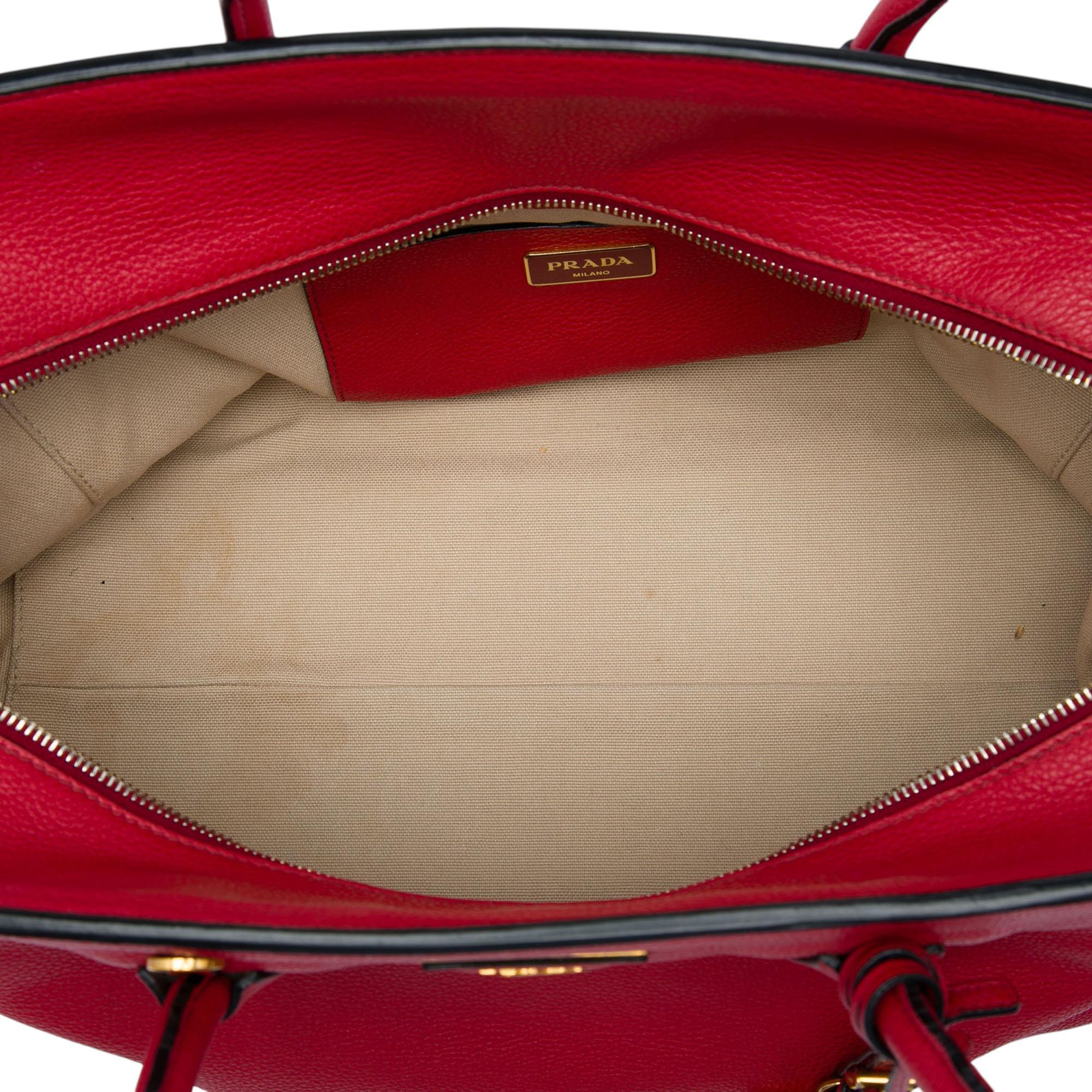 Prada Vitello Daino Zip Top Convertible Tote