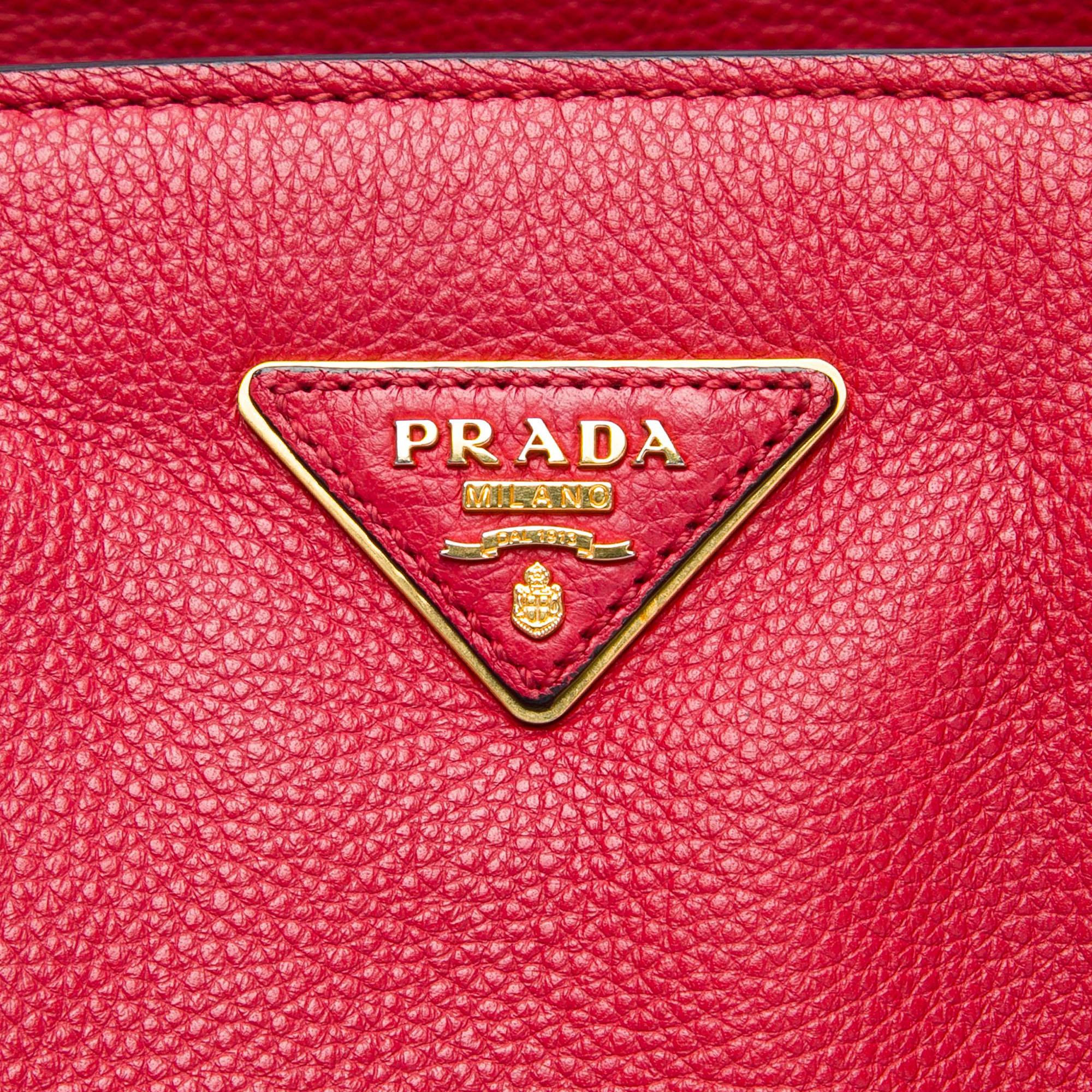 Prada Vitello Daino Zip Top Convertible Tote