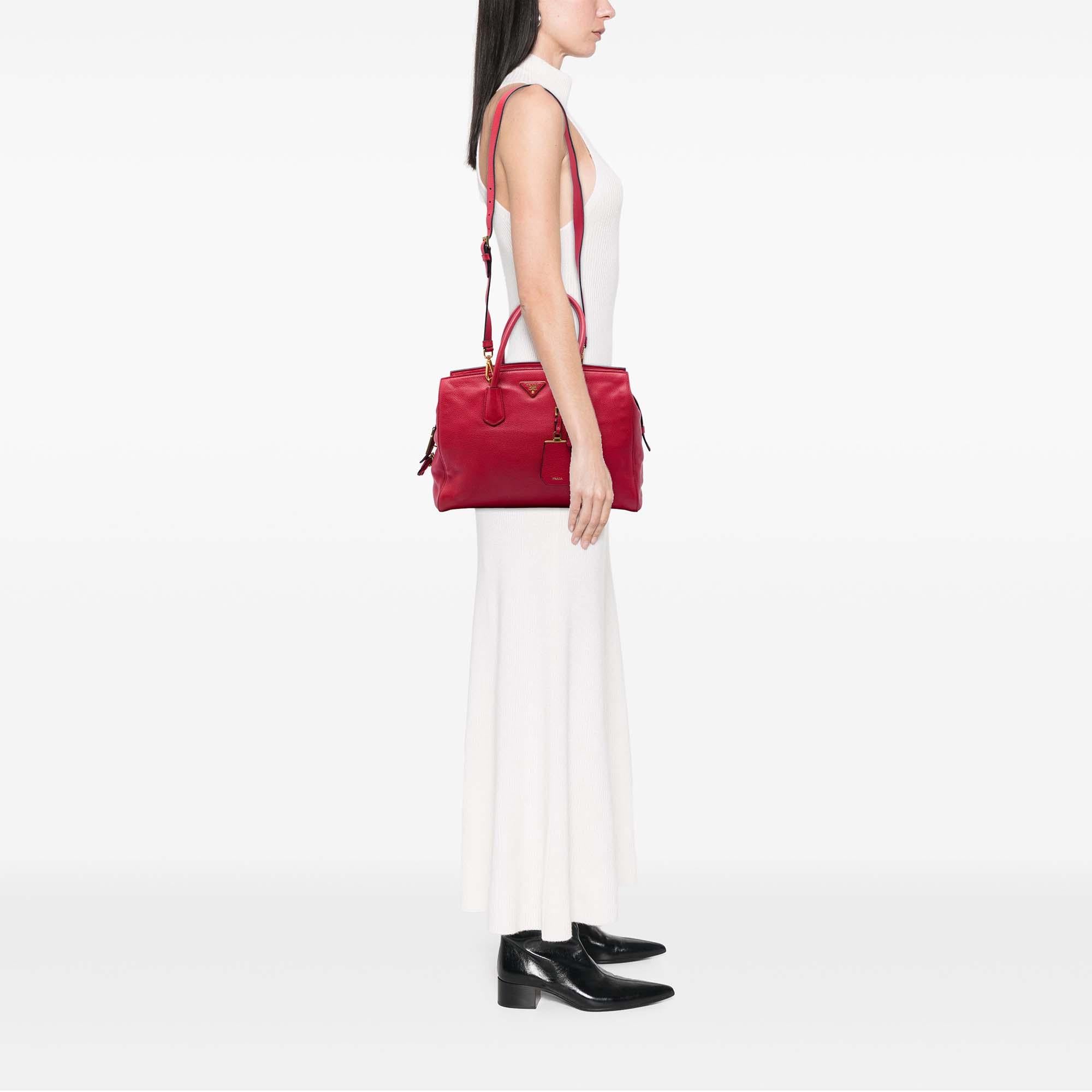 Prada Vitello Daino Zip Top Convertible Tote