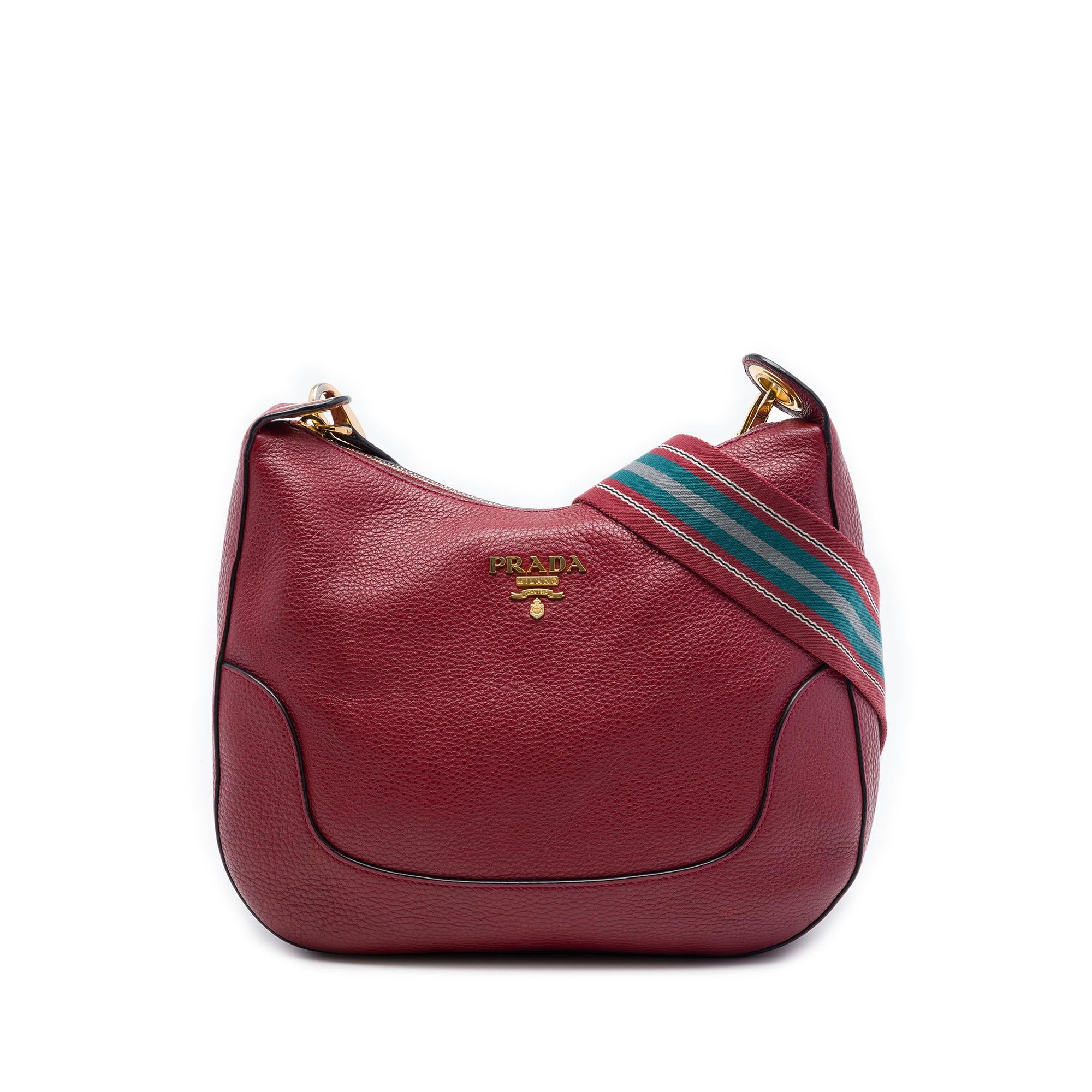 Prada Vitello Daino Zippered Messenger Hobo