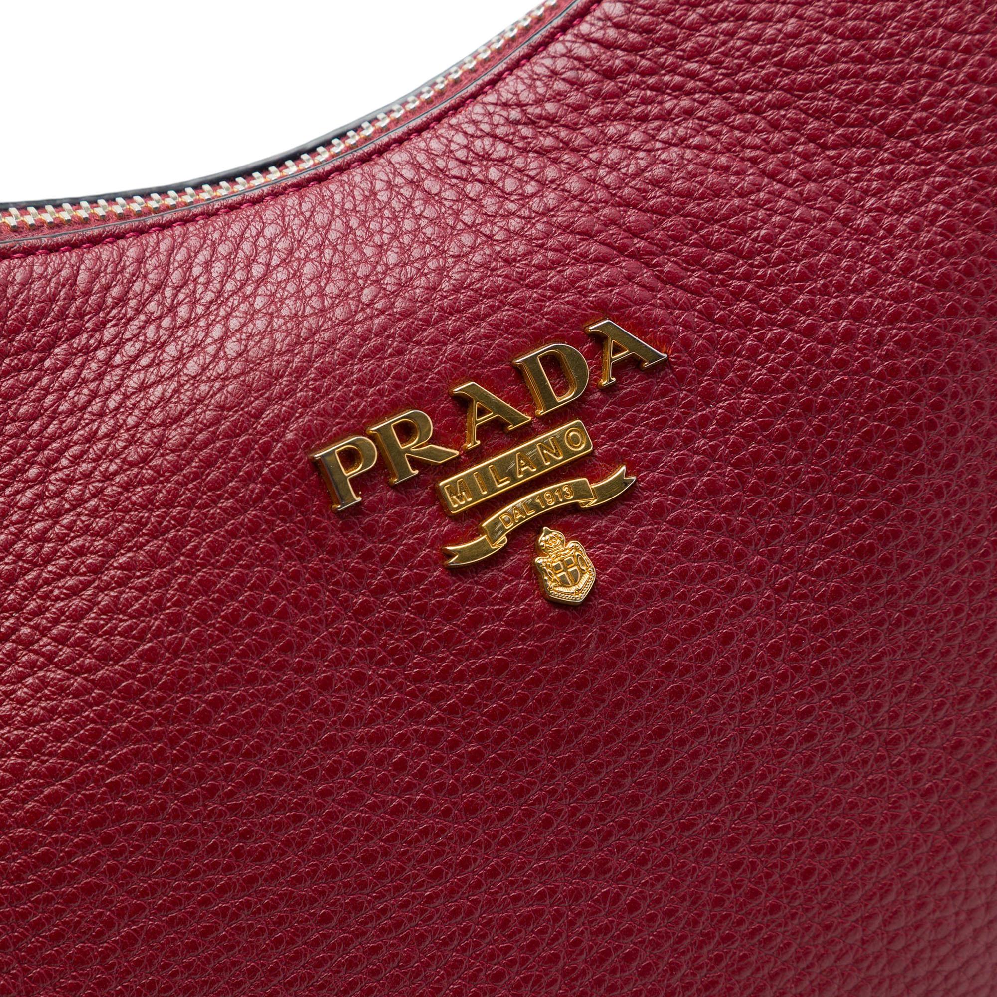 Prada Vitello Daino Zippered Messenger Hobo