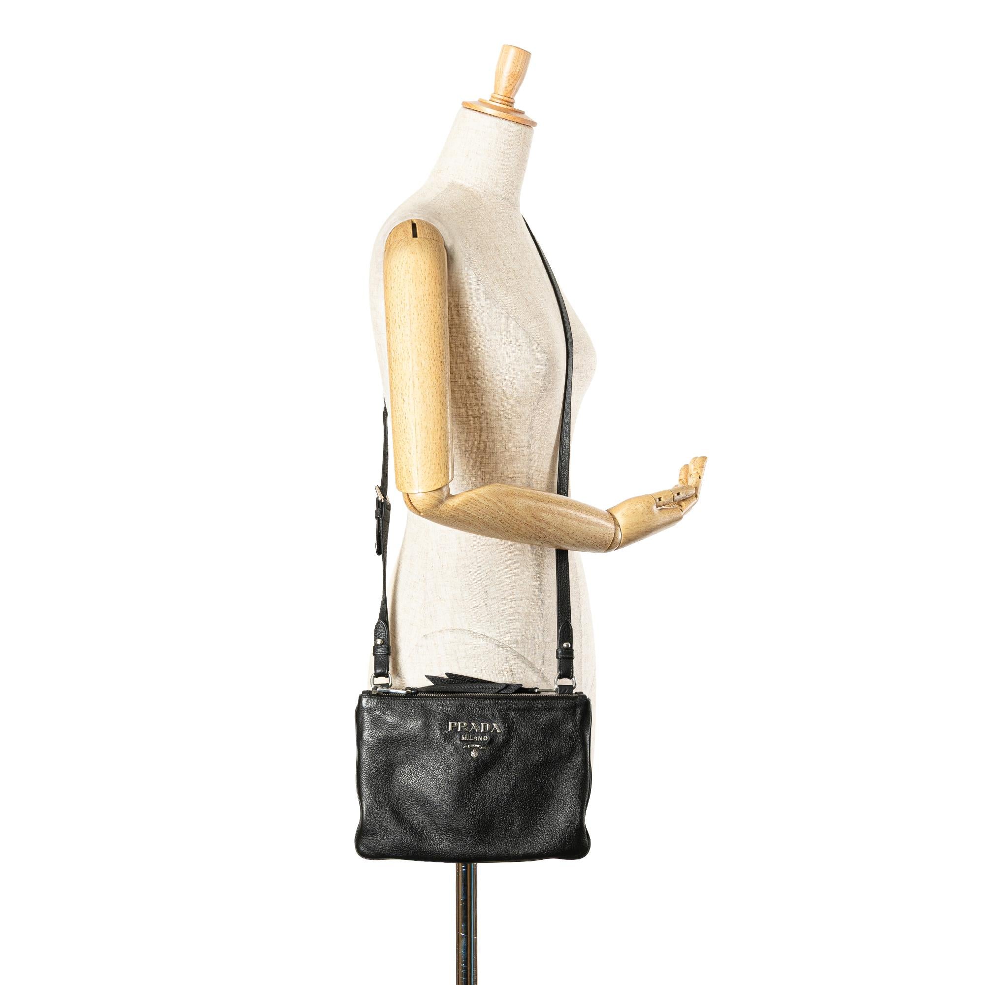 Prada Vitello Phenix Double Zip Crossbody