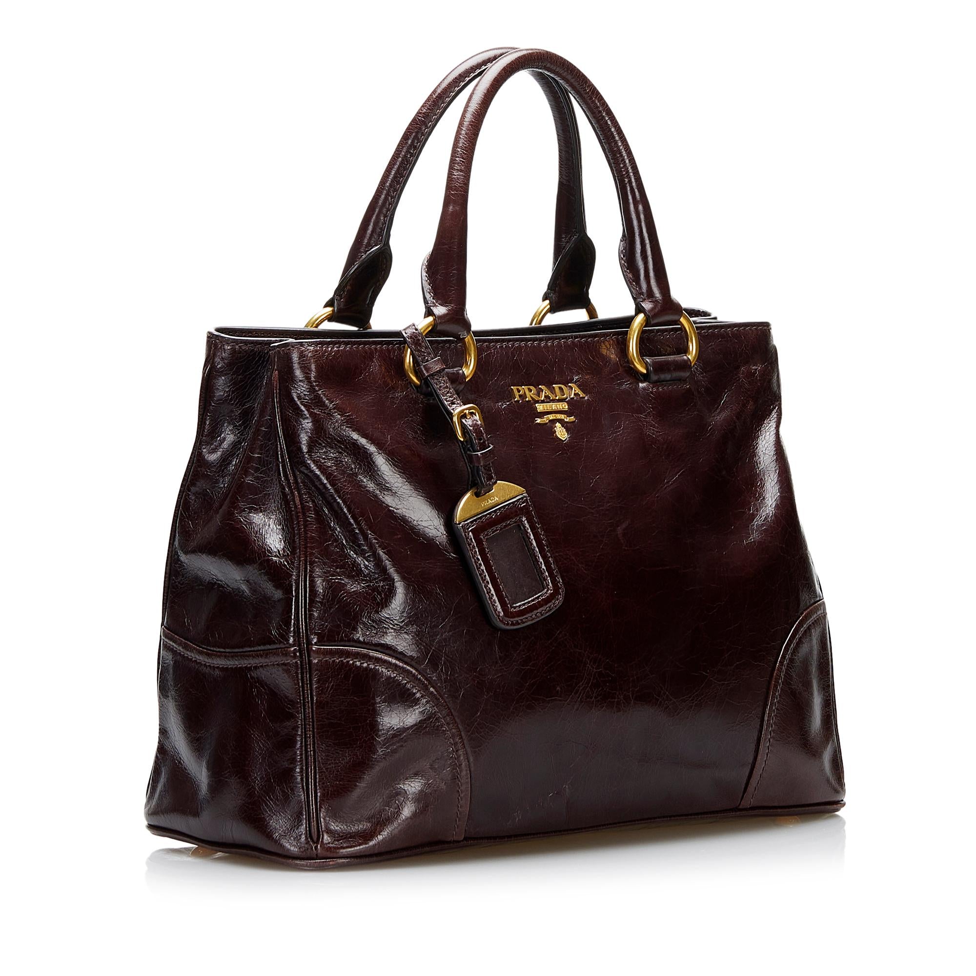 Prada Vitello Shine Satchel (SHG-Od4LEQ)