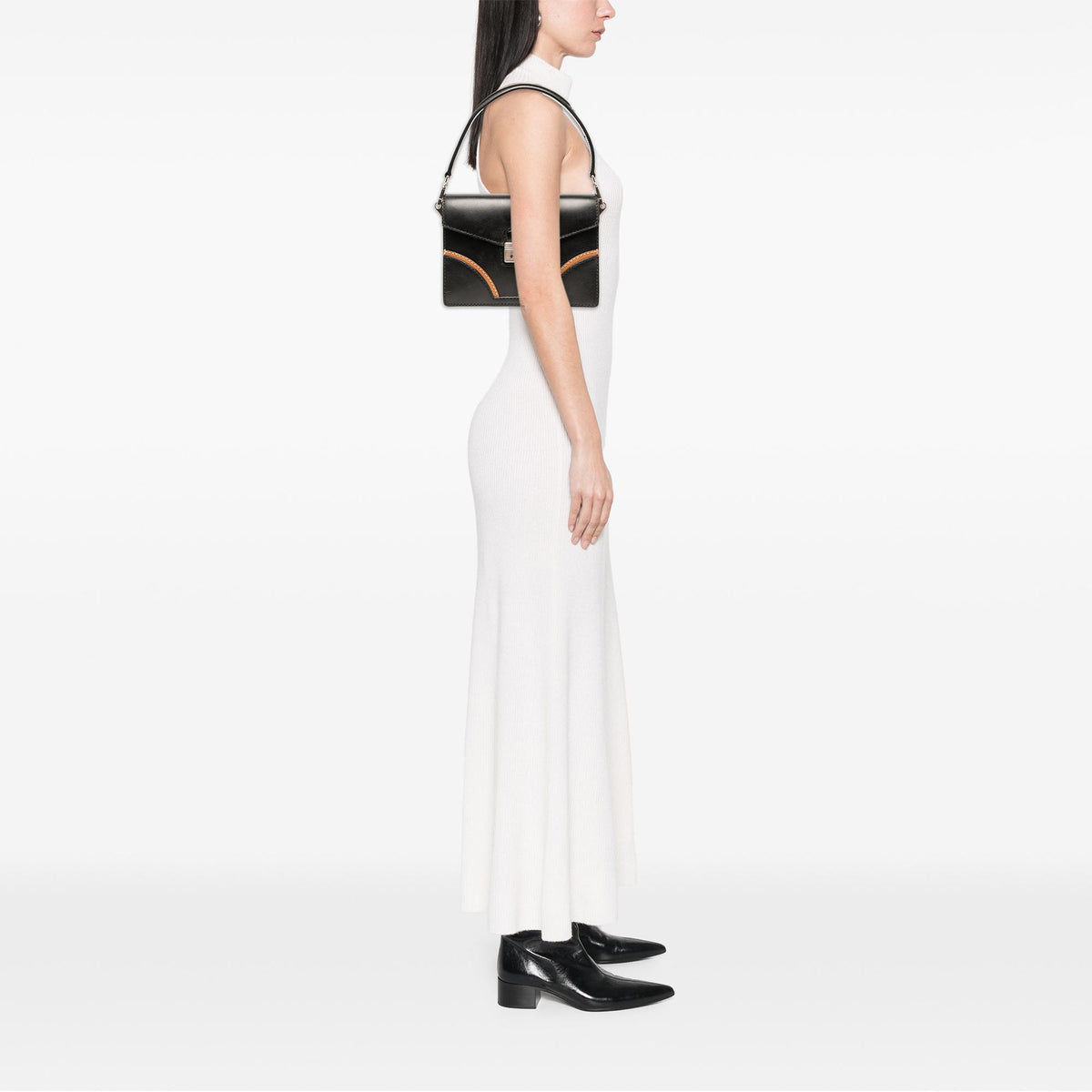 Prada Vitello Stitched Sound Lock Satchel