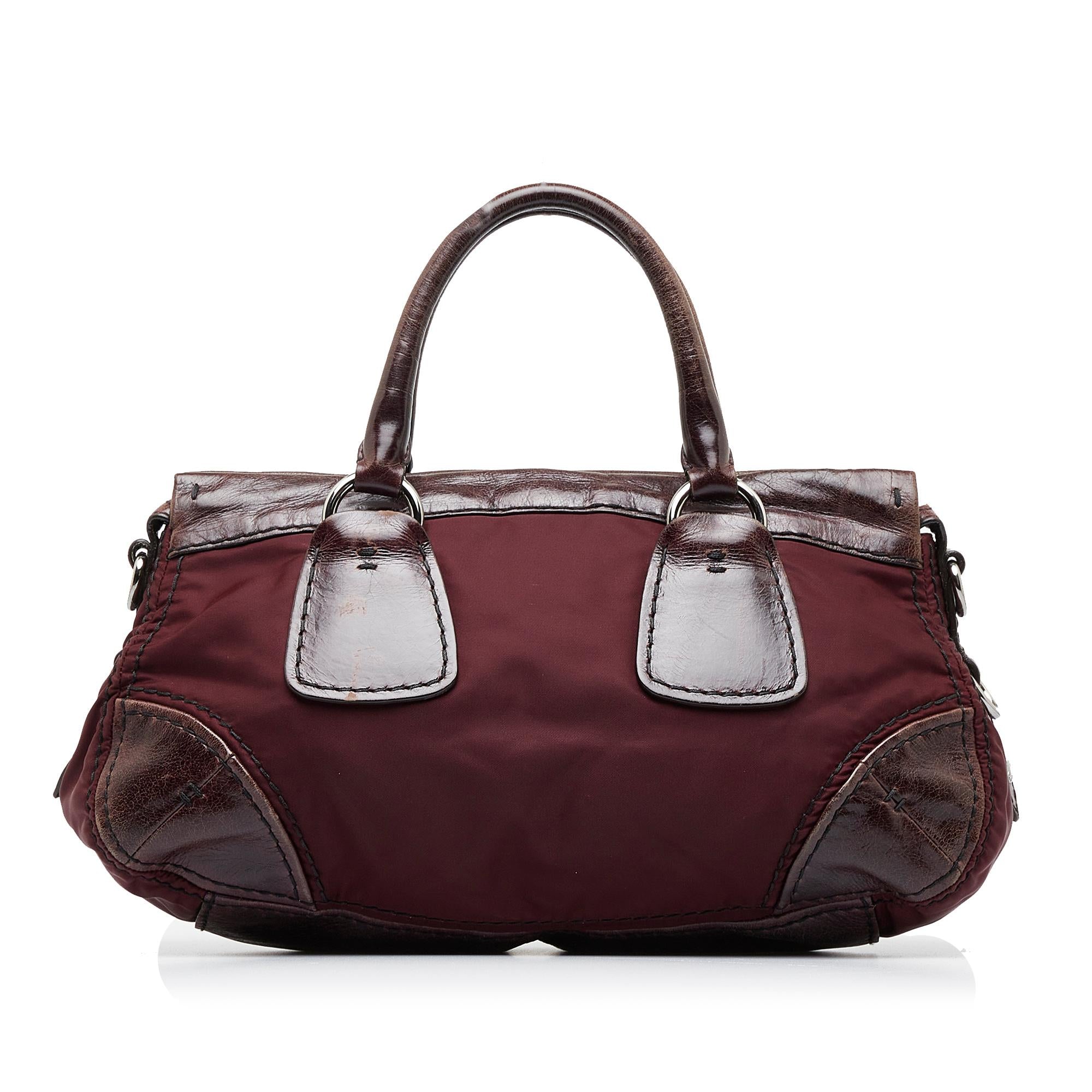 Prada Vitello Trimmed Tessuto Satchel (SHG-ZljEJ6)