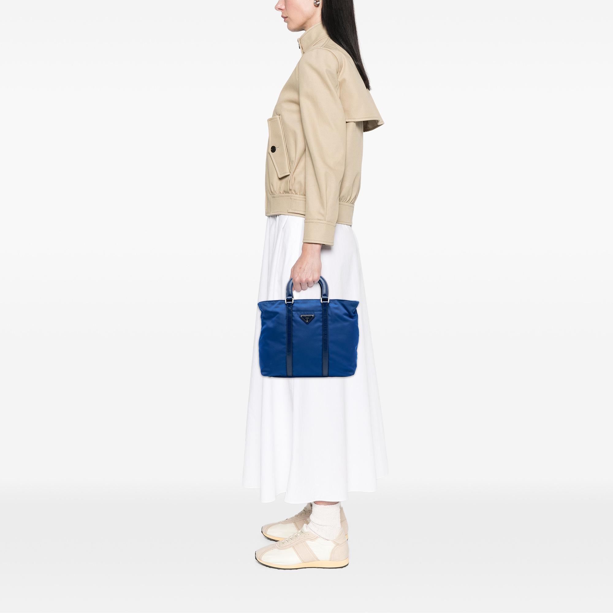 Prada Vitello Trimmed Tessuto Satchel