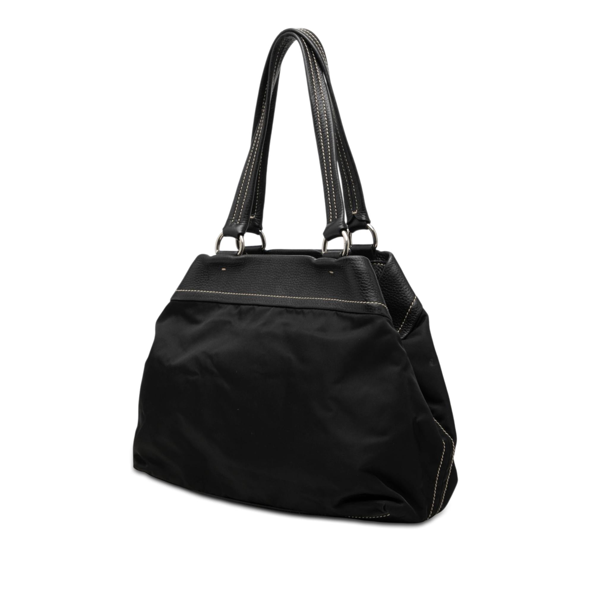Prada Vitello Trimmed Tessuto Tote