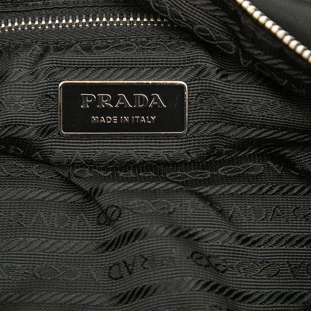 Prada Vitello Trimmed Tessuto Zip Top Crossbody