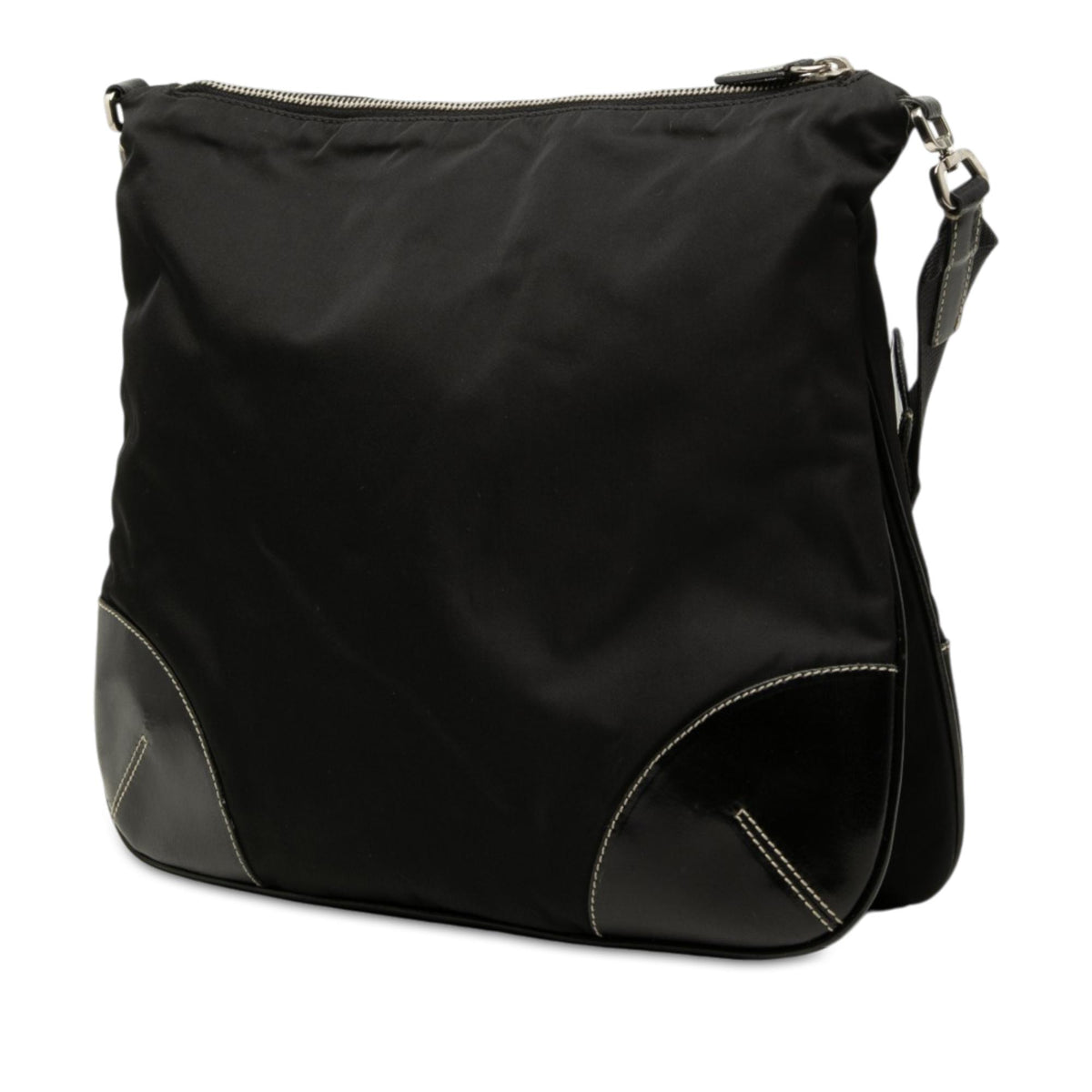 Prada Vitello Trimmed Tessuto Zip Top Crossbody