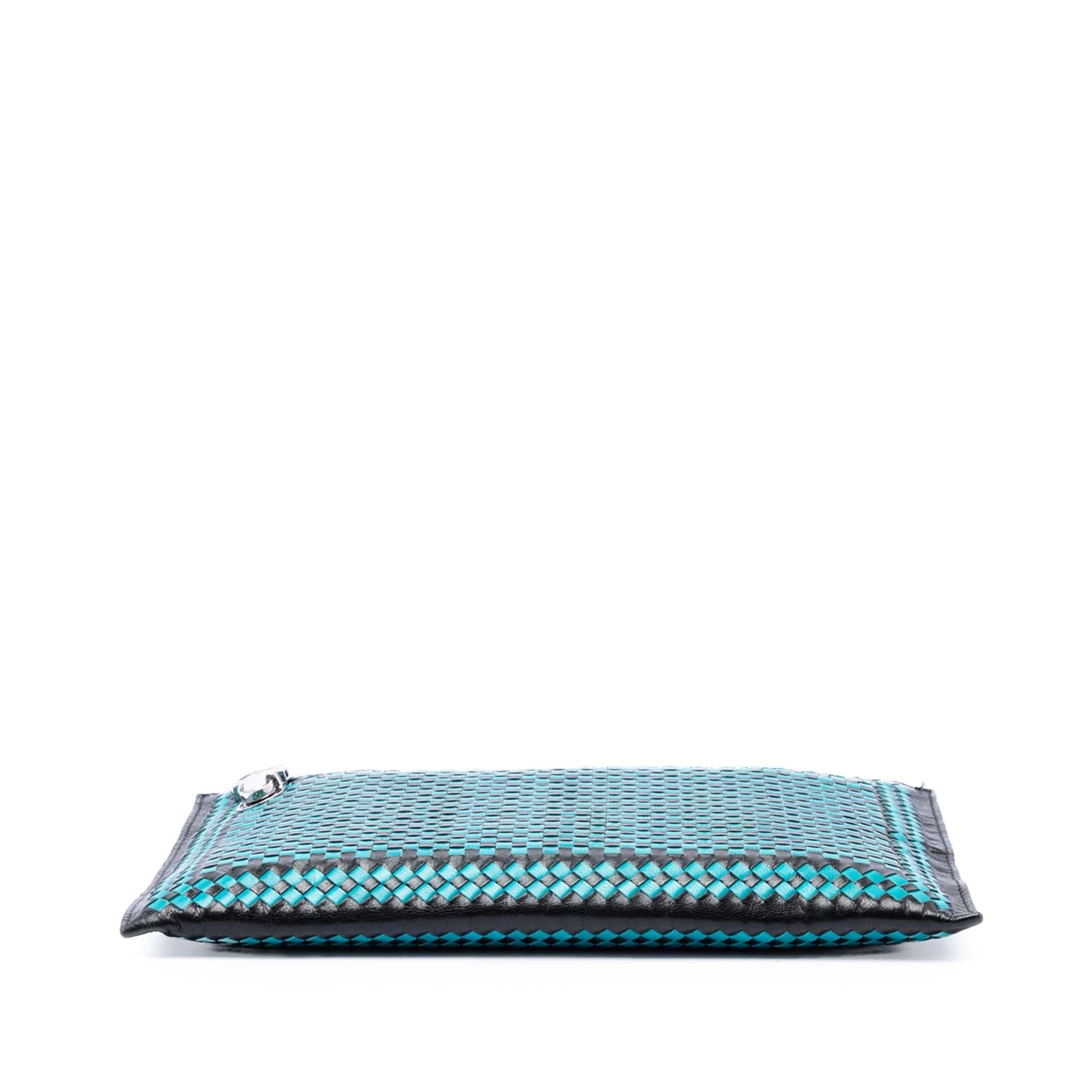 Prada Woven Goatskin Madras Zip Clutch