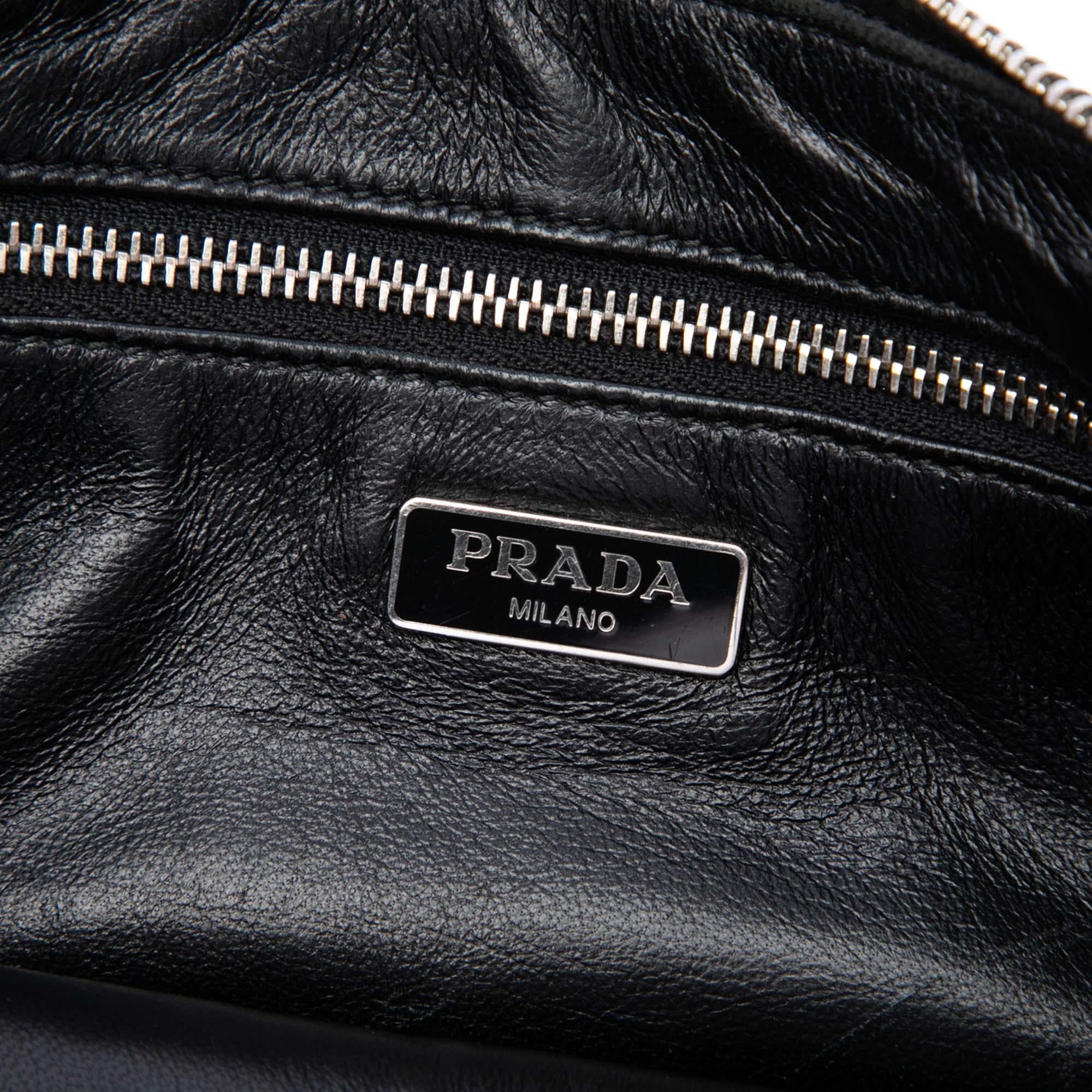 Prada Woven Goatskin Madras Zip Clutch