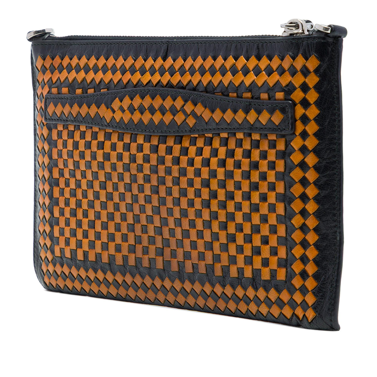 Prada Woven Goatskin Madras Zip Clutch