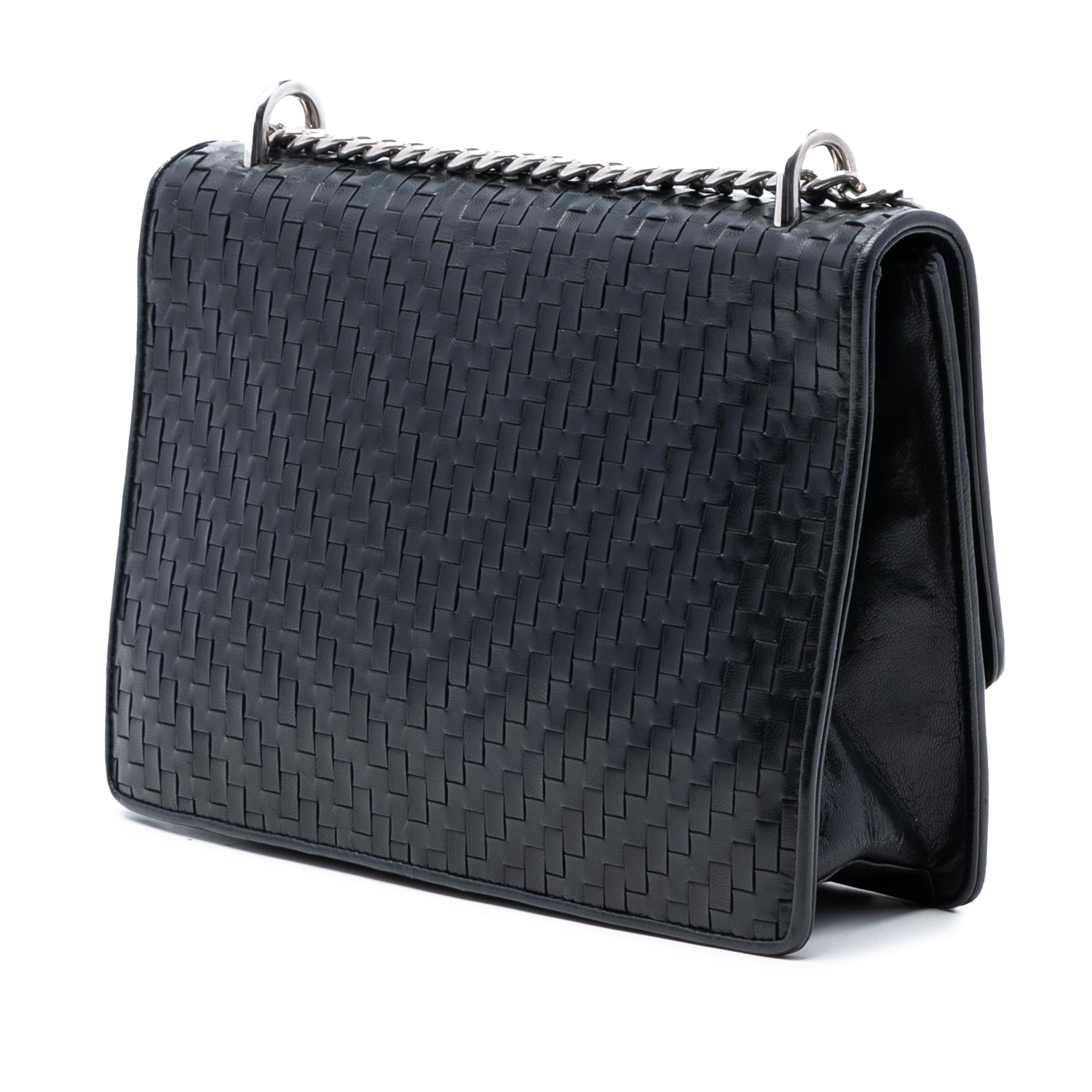 Prada Woven Madras Leather Chain Flap Bag