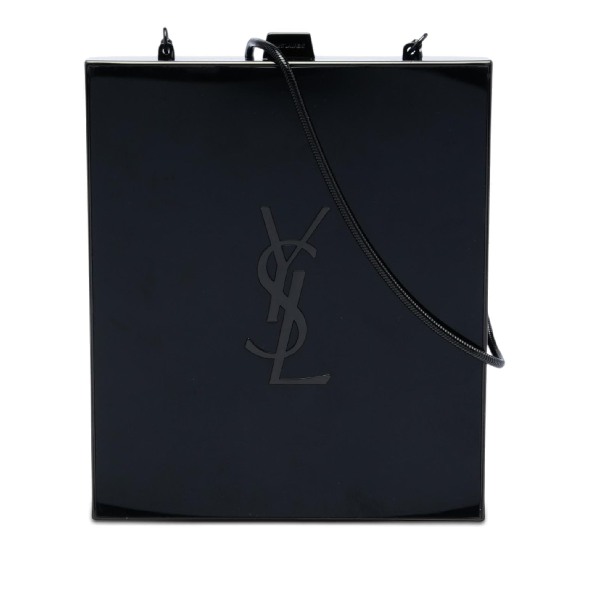 Saint Laurent Acrylic Tuxedo Box Clutch on Chain