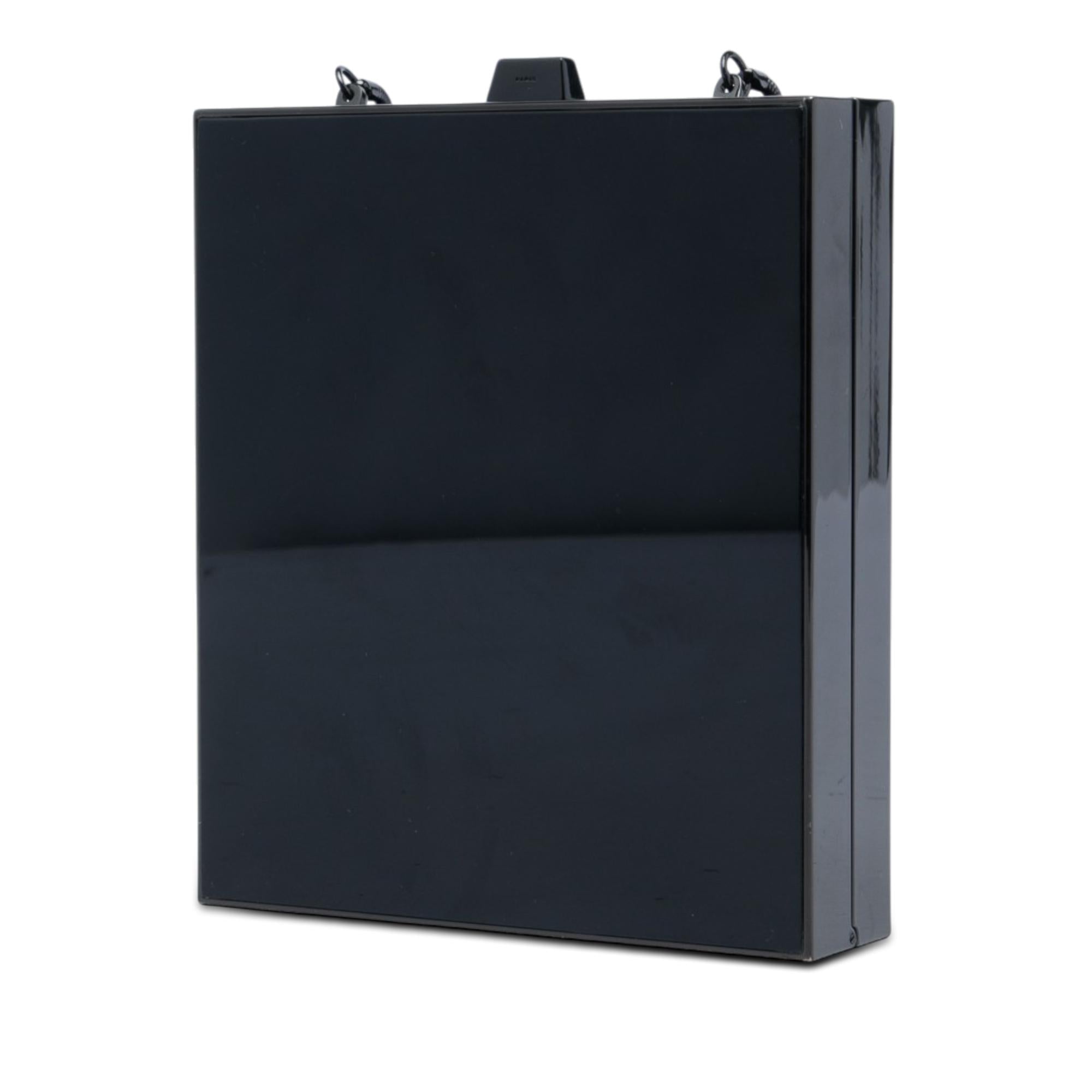 Saint Laurent Acrylic Tuxedo Box Clutch on Chain