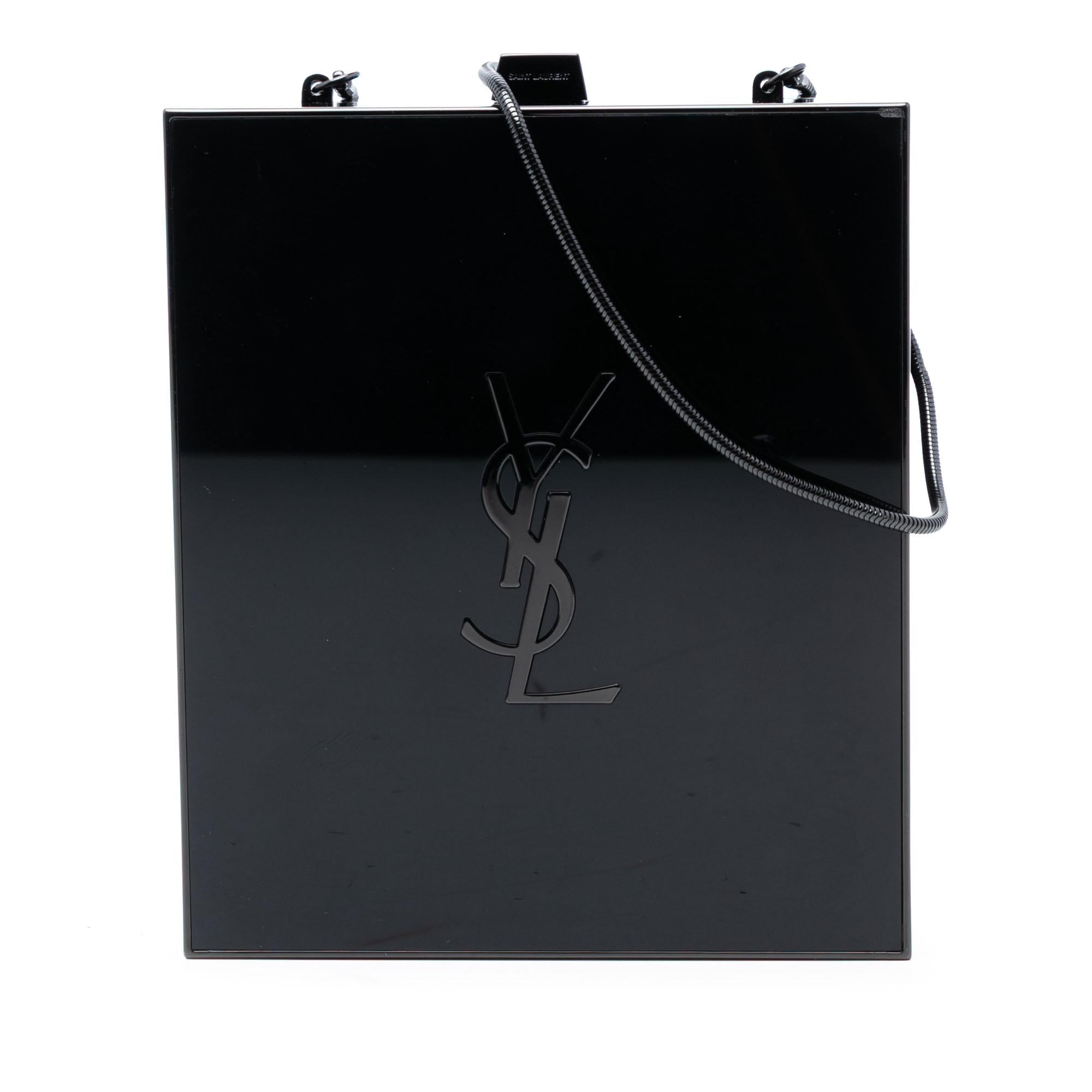 Saint Laurent Acrylic Tuxedo Box Clutch on Chain