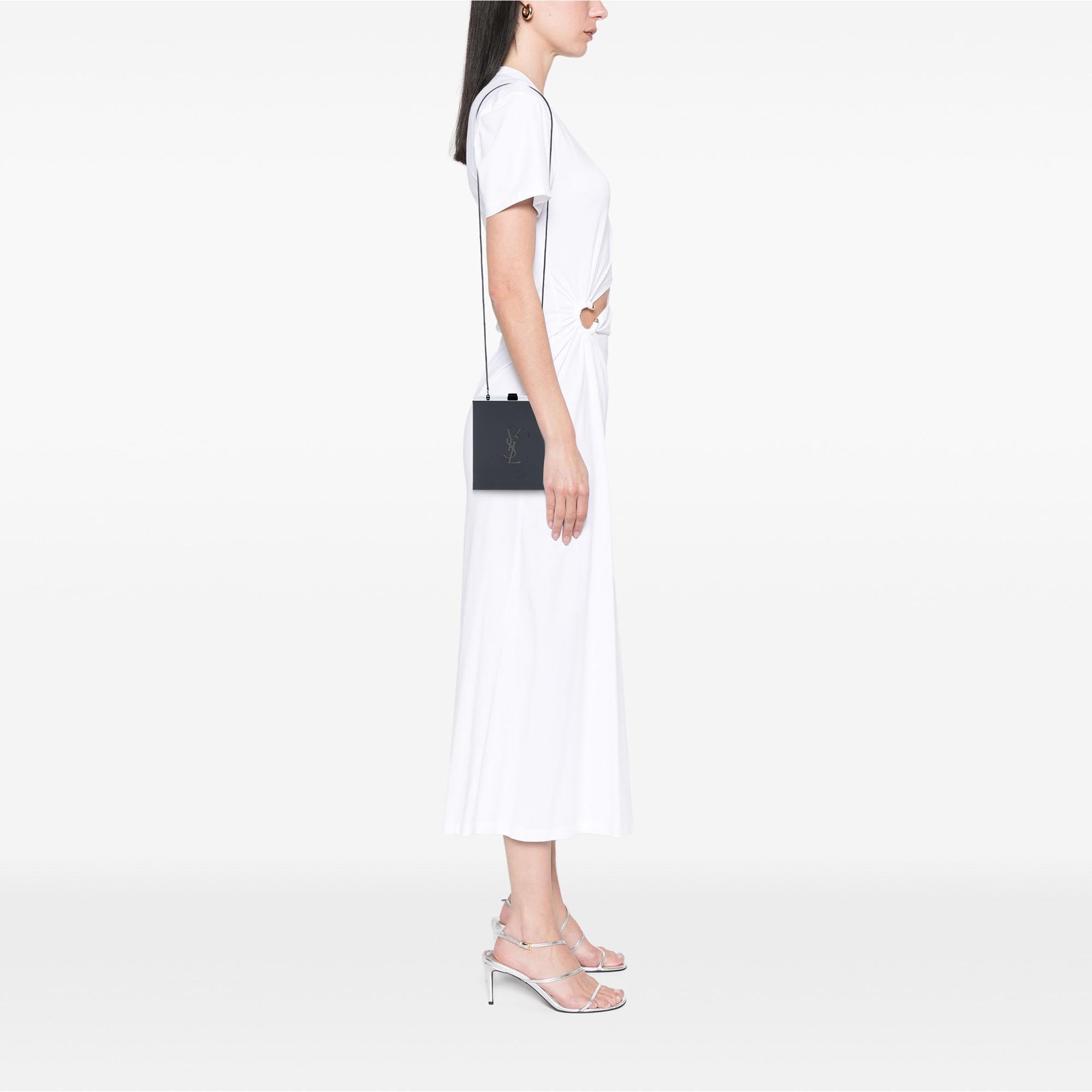 Saint Laurent Acrylic Tuxedo Box Clutch on Chain