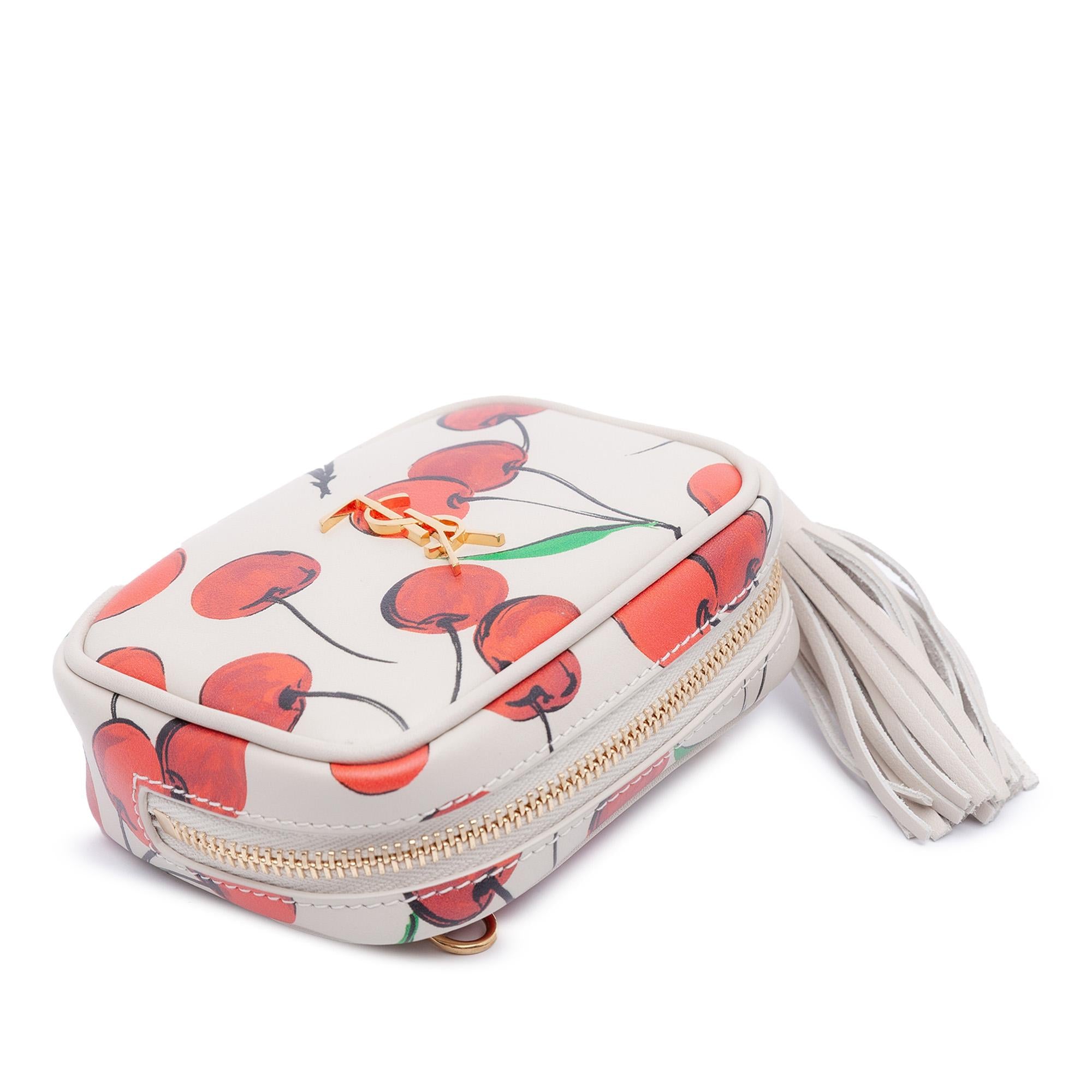 Saint Laurent Baby Calfskin Monogram Cherry Printed Lou Camera Bag