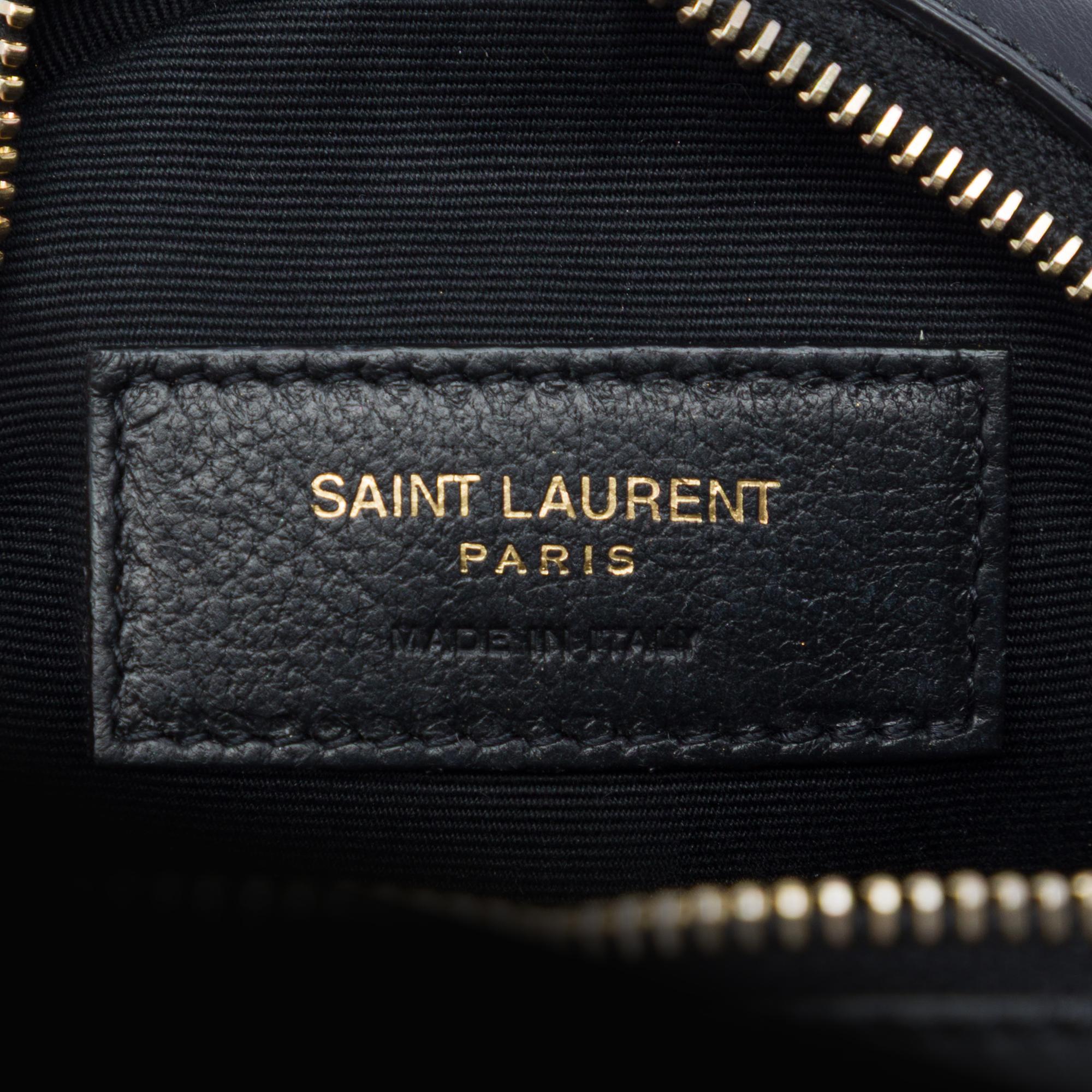 Saint Laurent Baby Chevron Calfskin Round Vinyle Belt Bag
