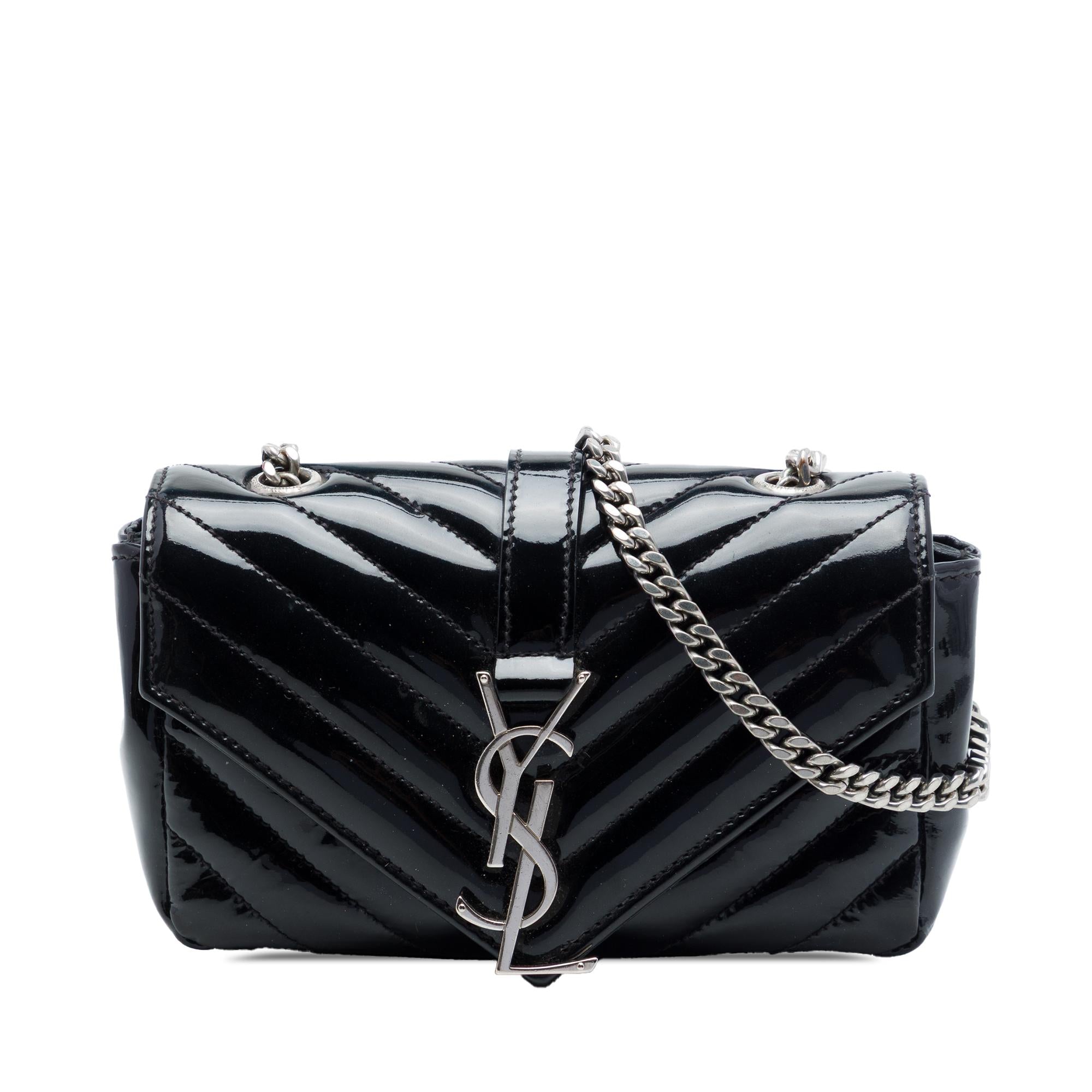 Saint Laurent Baby Chevron Patent Classic Monogram Chain Bag
