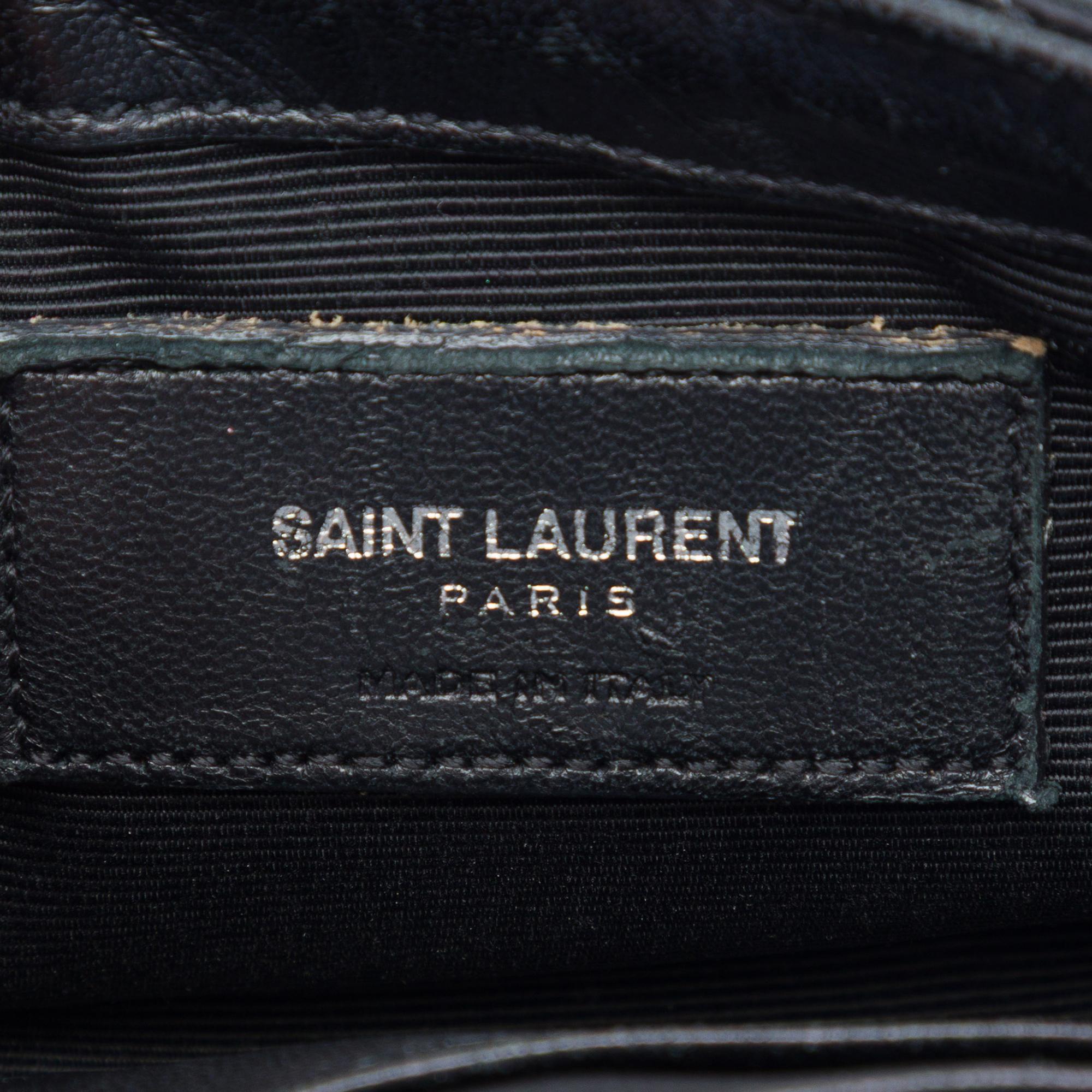 Saint Laurent Baby Chevron Patent Classic Monogram Chain Bag