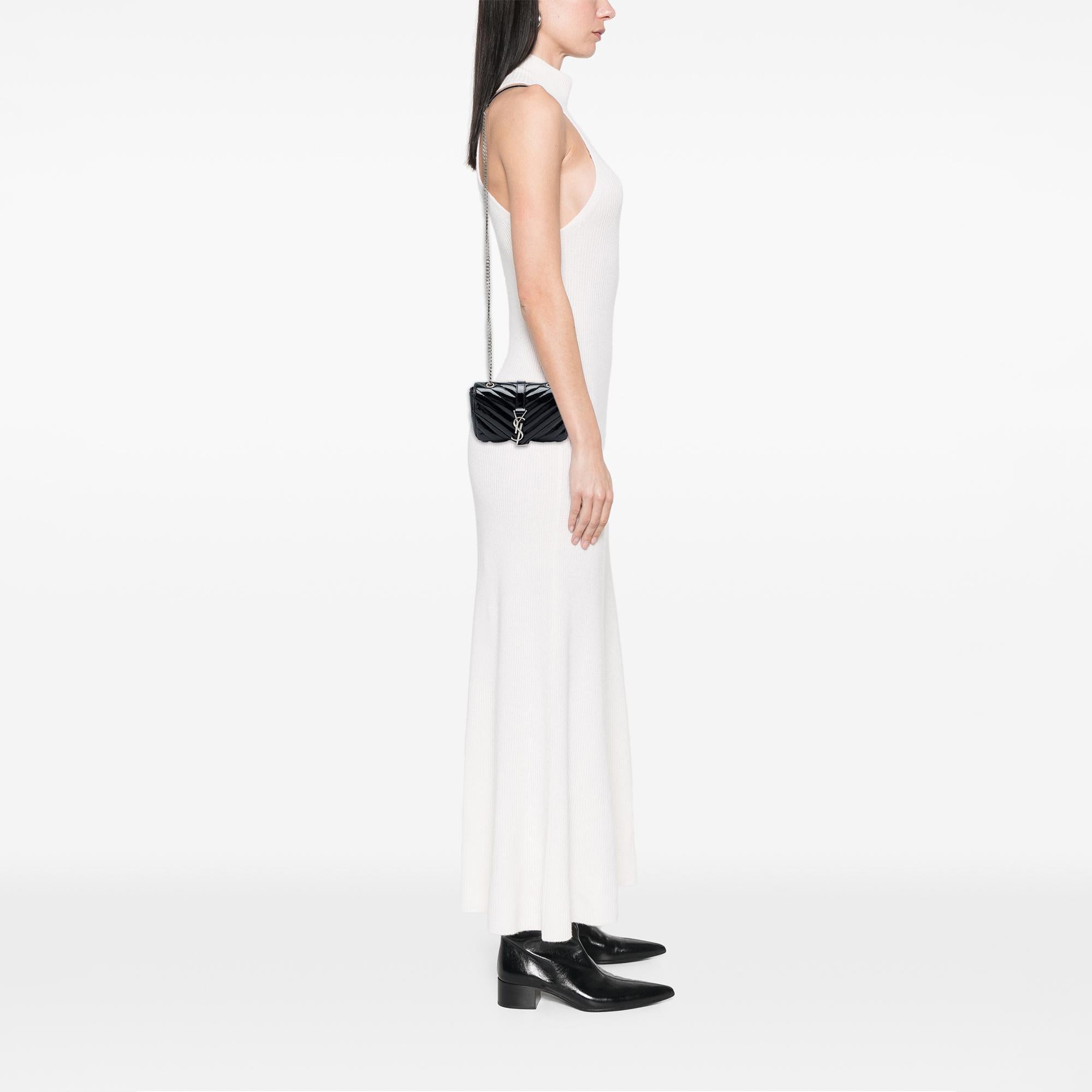 Saint Laurent Baby Chevron Patent Classic Monogram Chain Bag