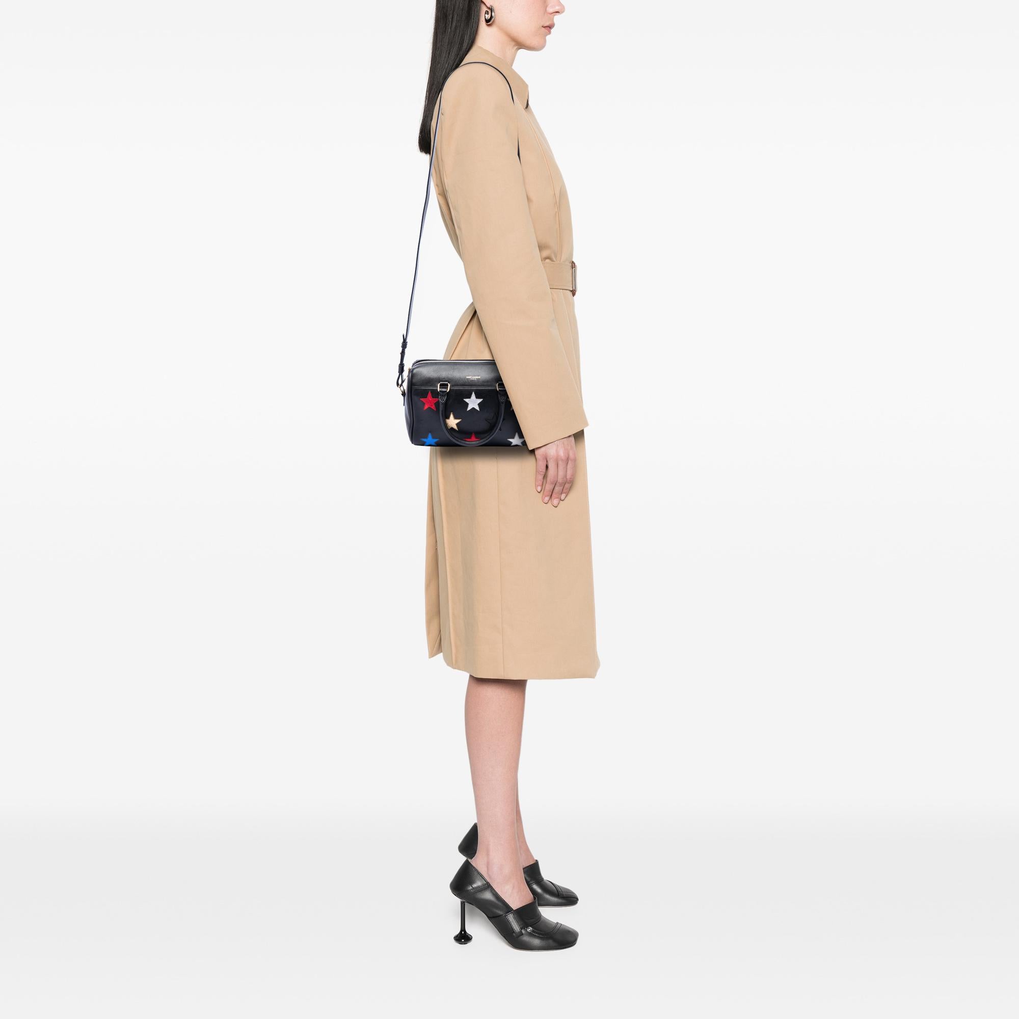 Saint Laurent Baby Leather Star Patchwork Classic Duffle Satchel