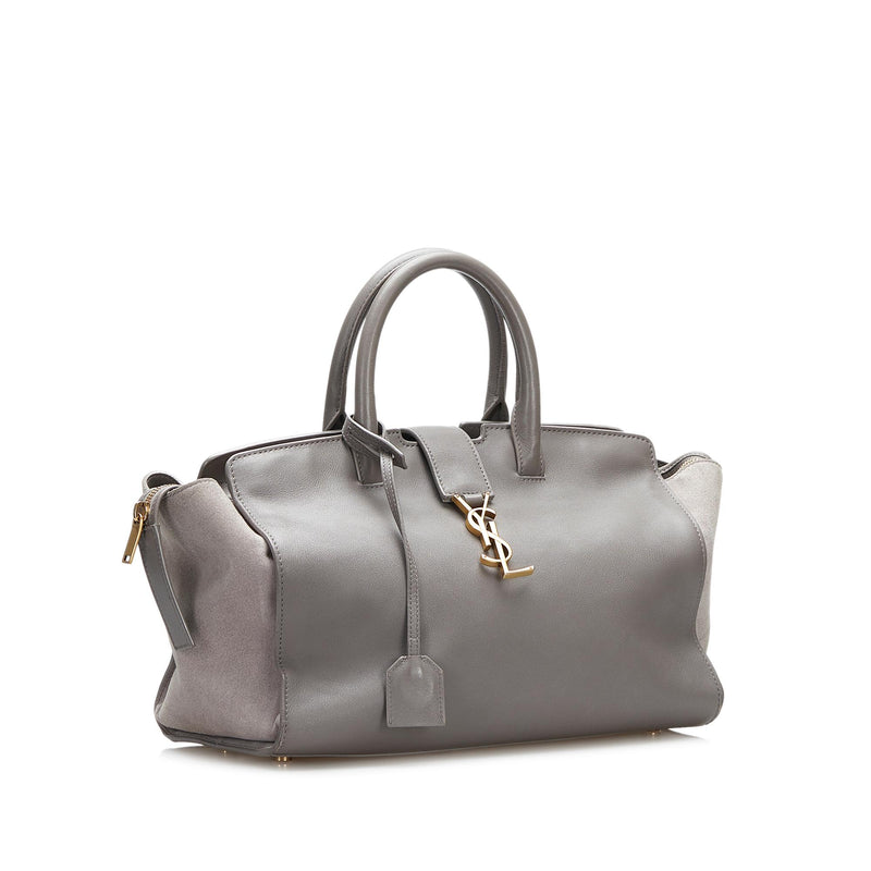 Saint Laurent Monogram Cabas Leather Baby Gray