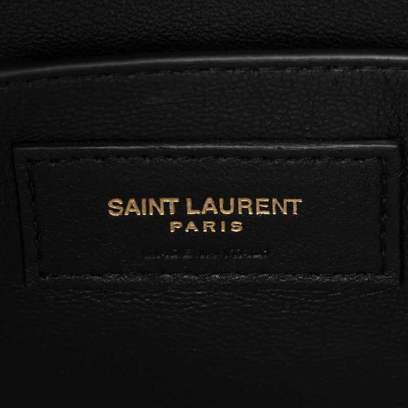 Saint Laurent Bi-Color Grained Calfskin Monogram Sunset Medium Shoulder Bag (SHF-1CzWjR)