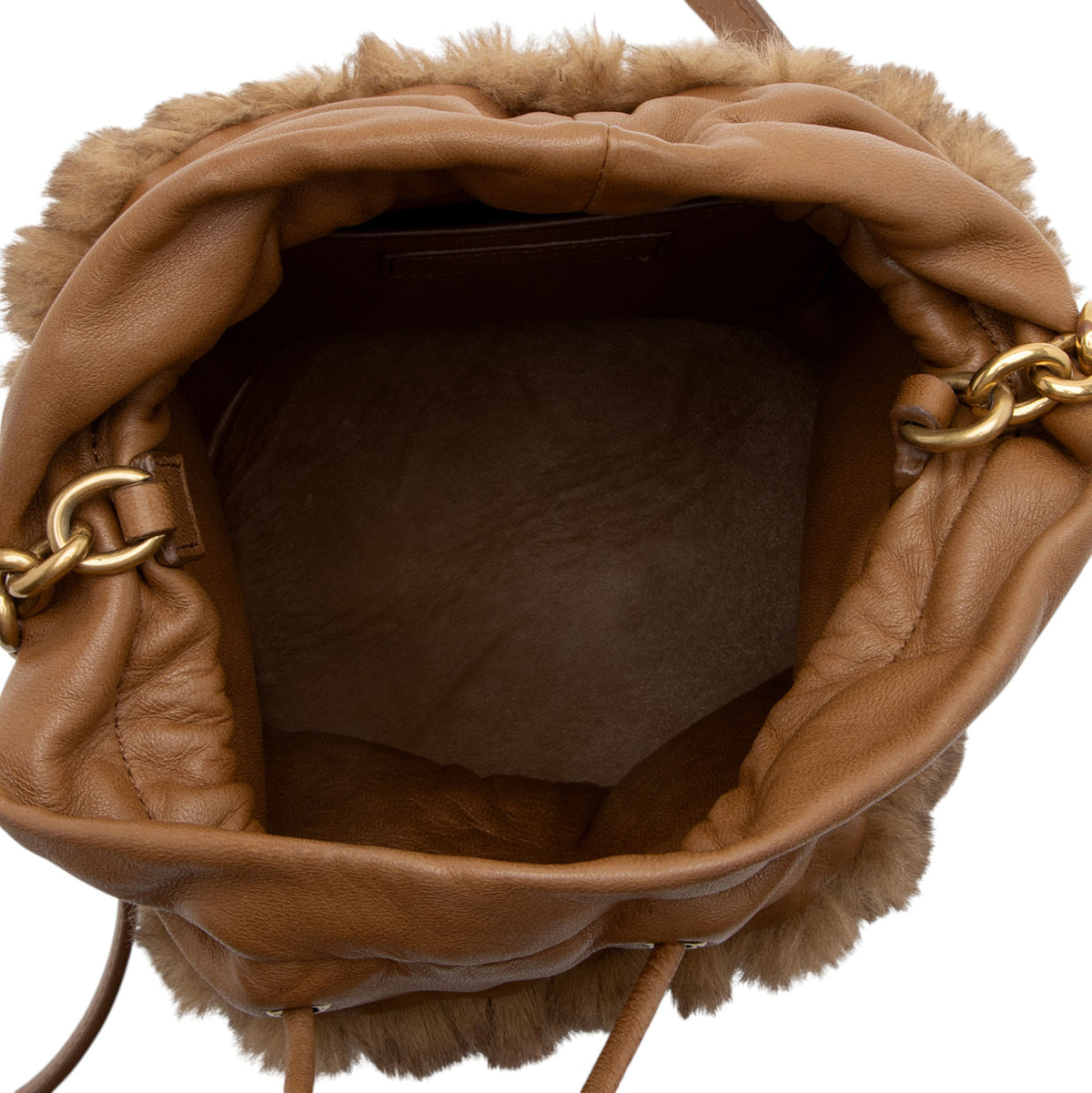 Saint Laurent Calfskin Faux Fur Bucket Bag