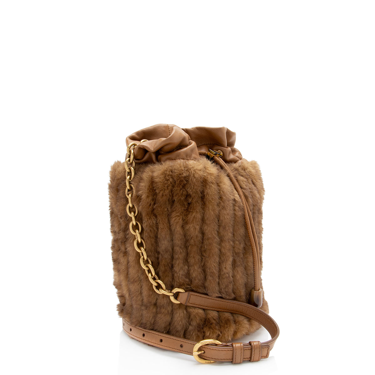 Saint Laurent Calfskin Faux Fur Bucket Bag