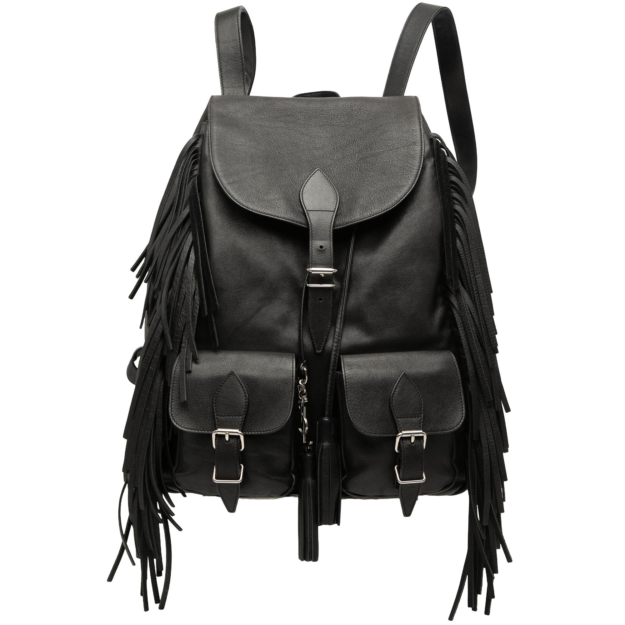 Saint Laurent Calfskin Fringe Festival Backpack
