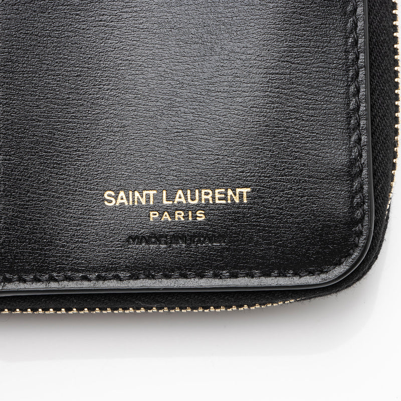 Saint Laurent Calfskin Monogram Compact Zip Around Wallet (SHF-p3n5HY)
