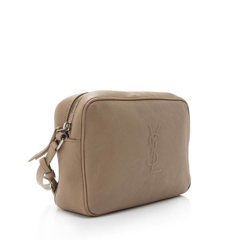 YSL SAINT LAURENT Monogram Canvas Camera Bag BEIGE BROWN / BLACK