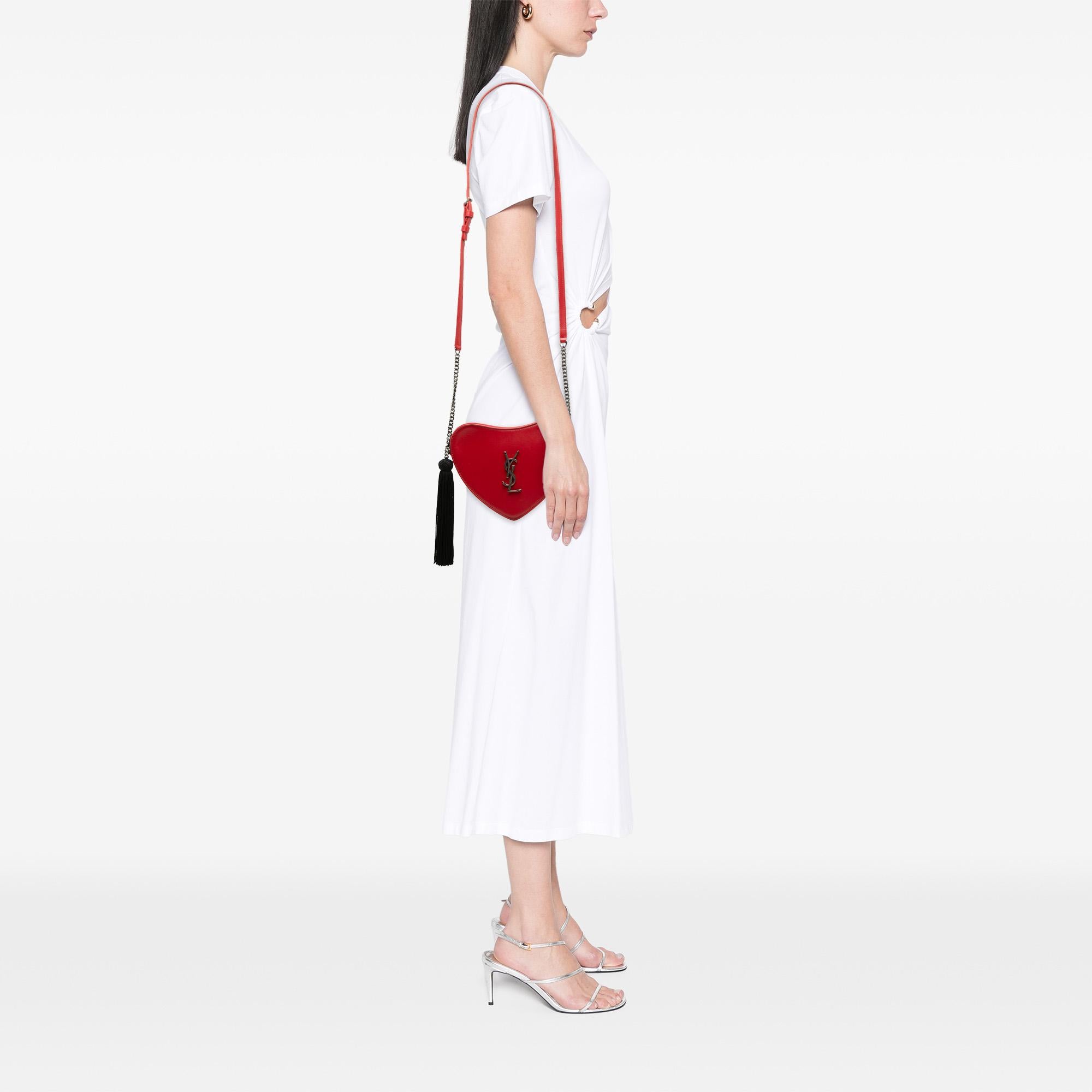Saint Laurent Calfskin Monogram Sac Coeur Tassel Crossbody