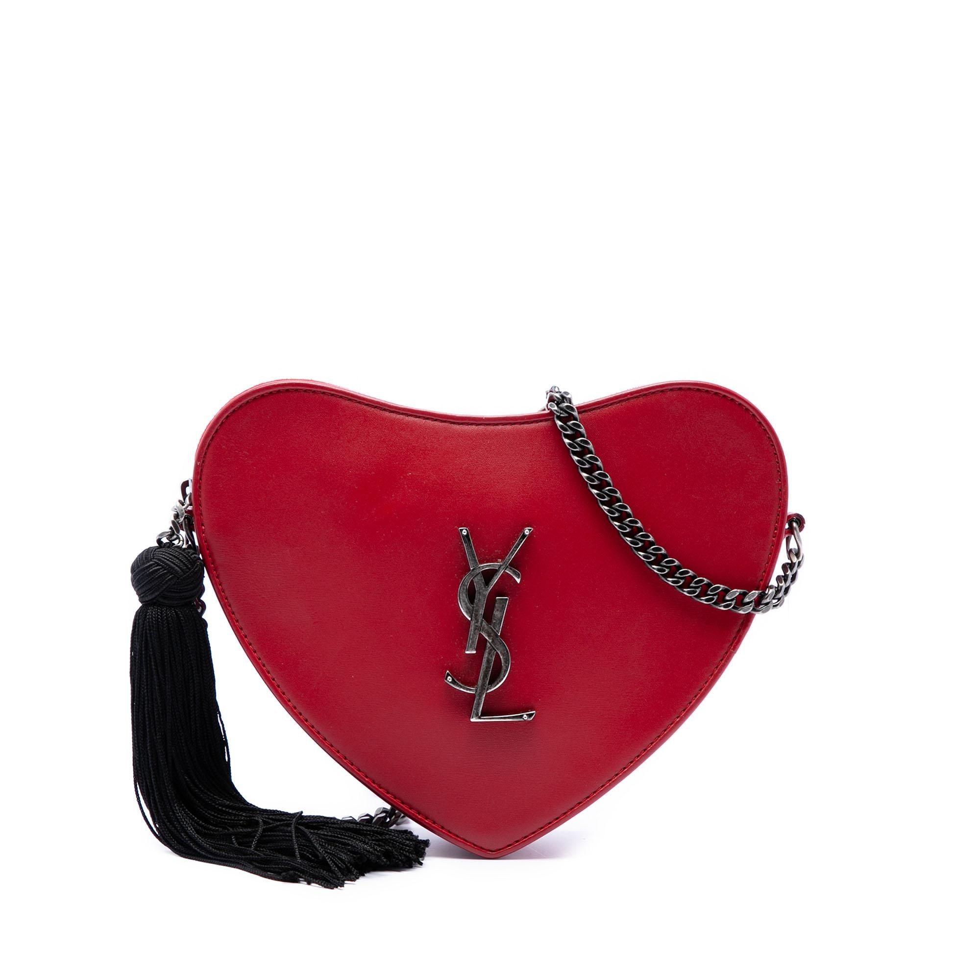 Saint Laurent Calfskin Monogram Sac Coeur Tassel Crossbody