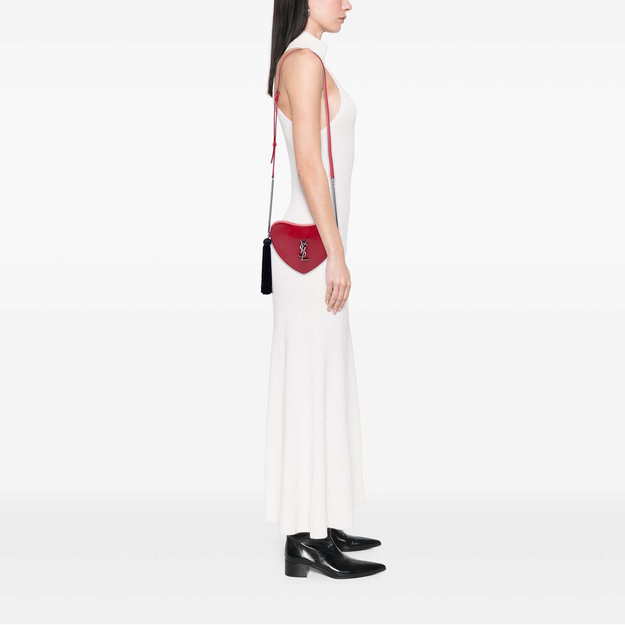 Saint Laurent Calfskin Monogram Sac Coeur Tassel Crossbody
