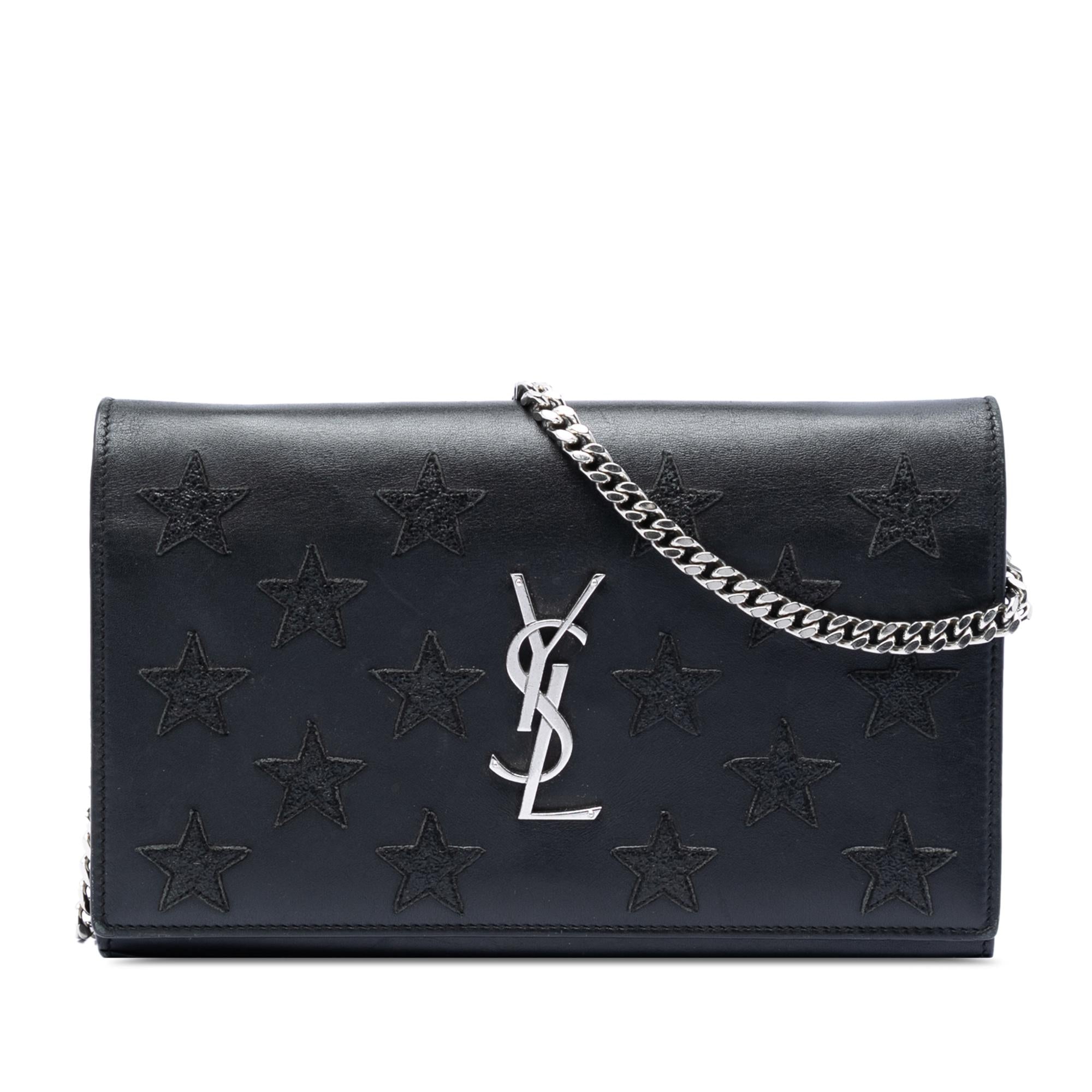 Saint Laurent Calfskin Star Applique Classic Monogram Kate Wallet on Chain