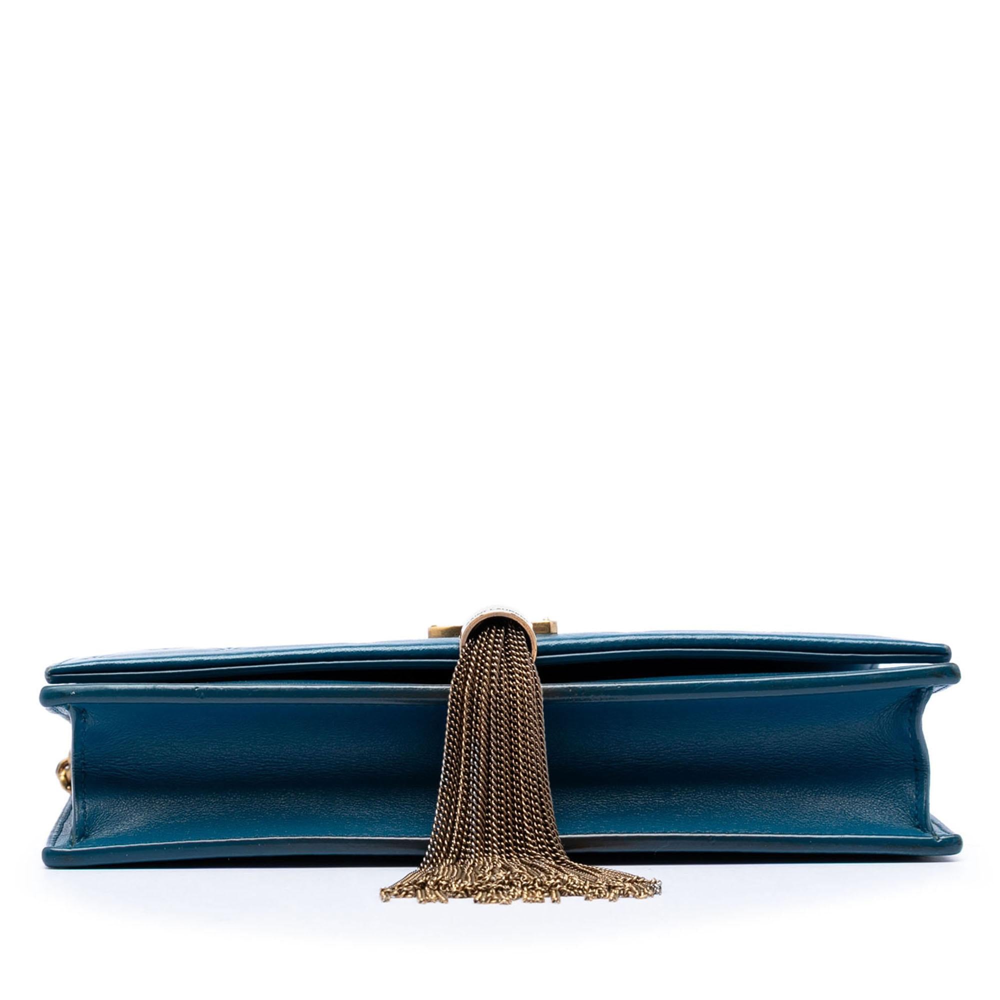 Saint Laurent Calfskin Star Print Classic Monogram Kate Tassel Wallet on Chain