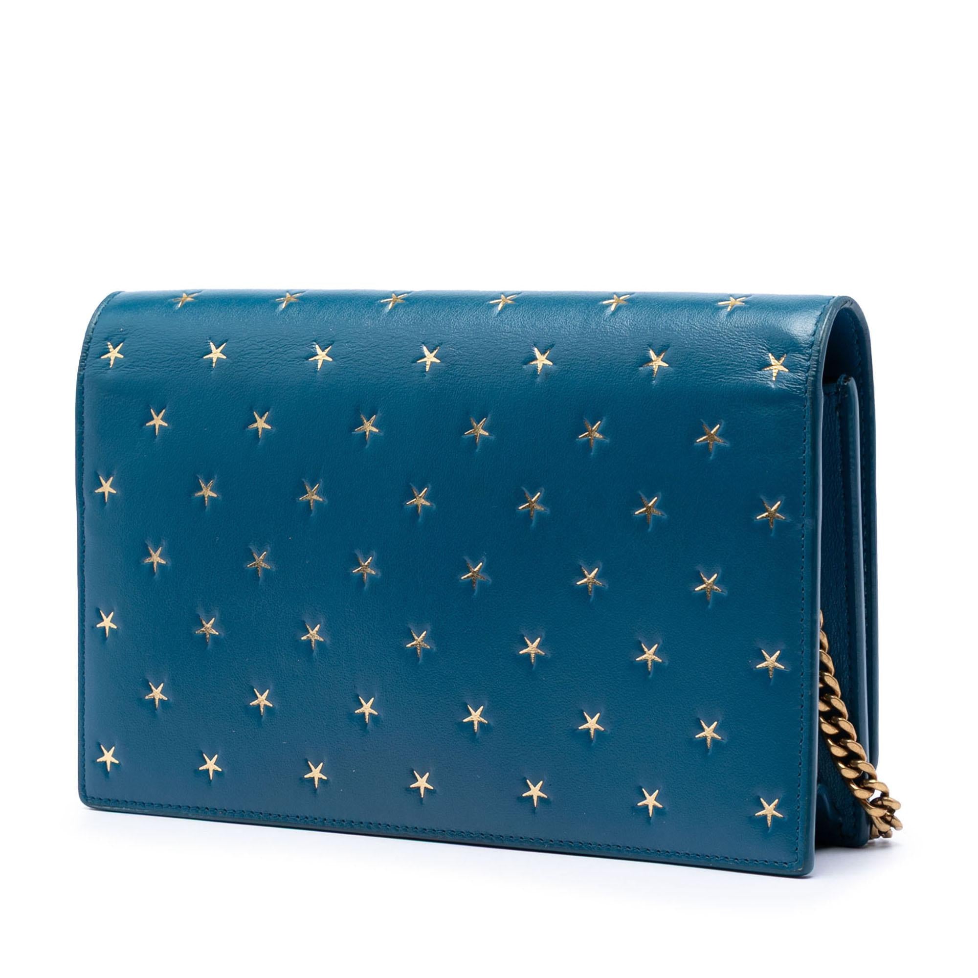 Saint Laurent Calfskin Star Print Classic Monogram Kate Tassel Wallet on Chain