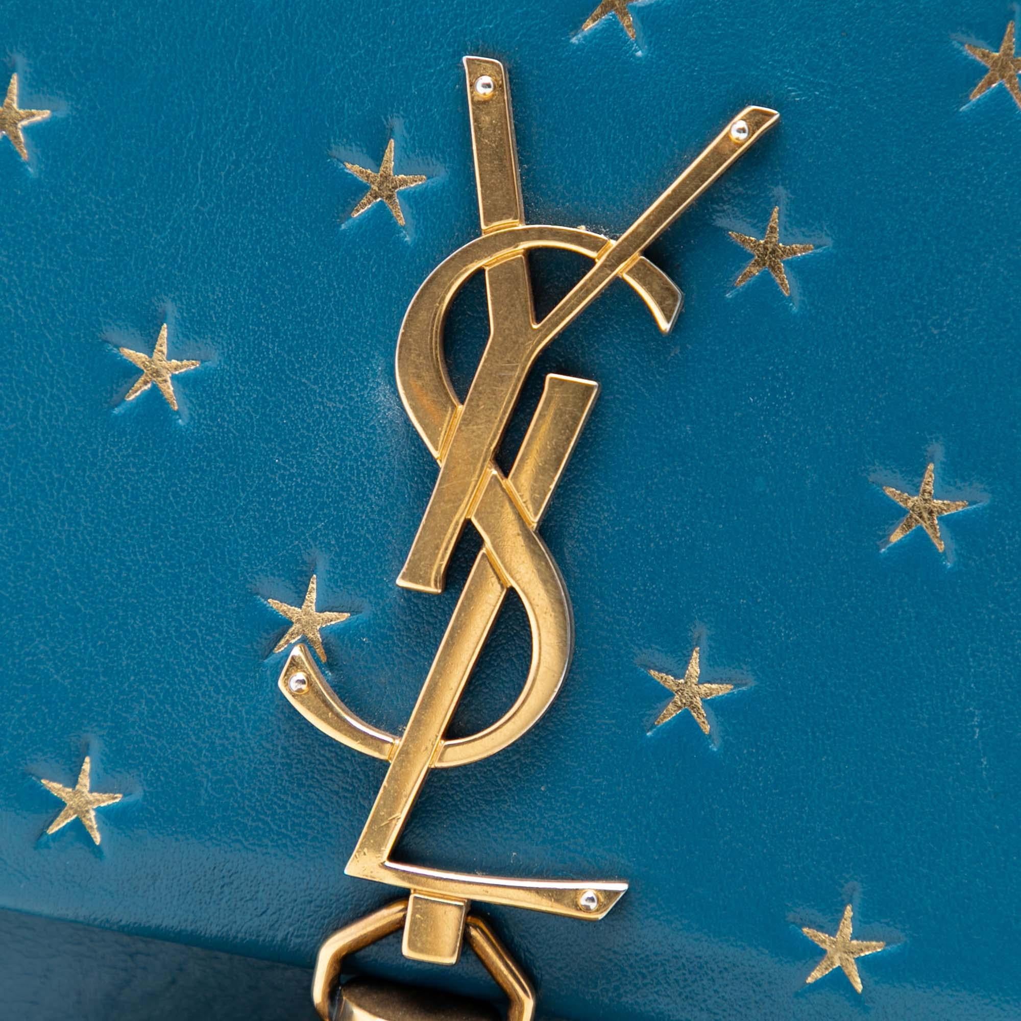 Saint Laurent Calfskin Star Print Classic Monogram Kate Tassel Wallet on Chain