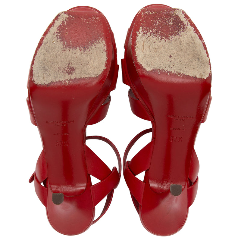 Saint Laurent Calfskin Tribute Platform Sandals - Size 7.5 / 37.5 (SHF-Dp3zwW)