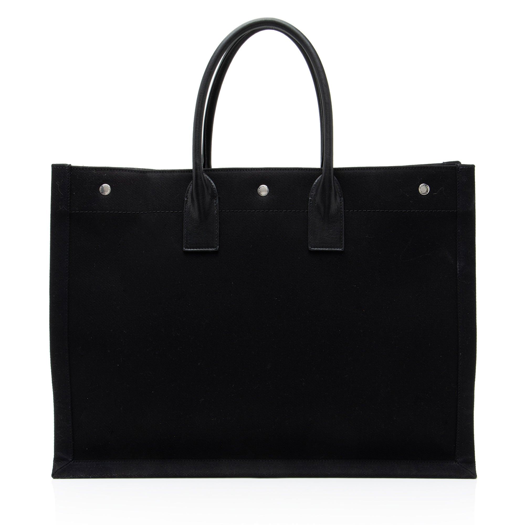 Saint Laurent Canvas Calfskin Rive Gauche Large Tote