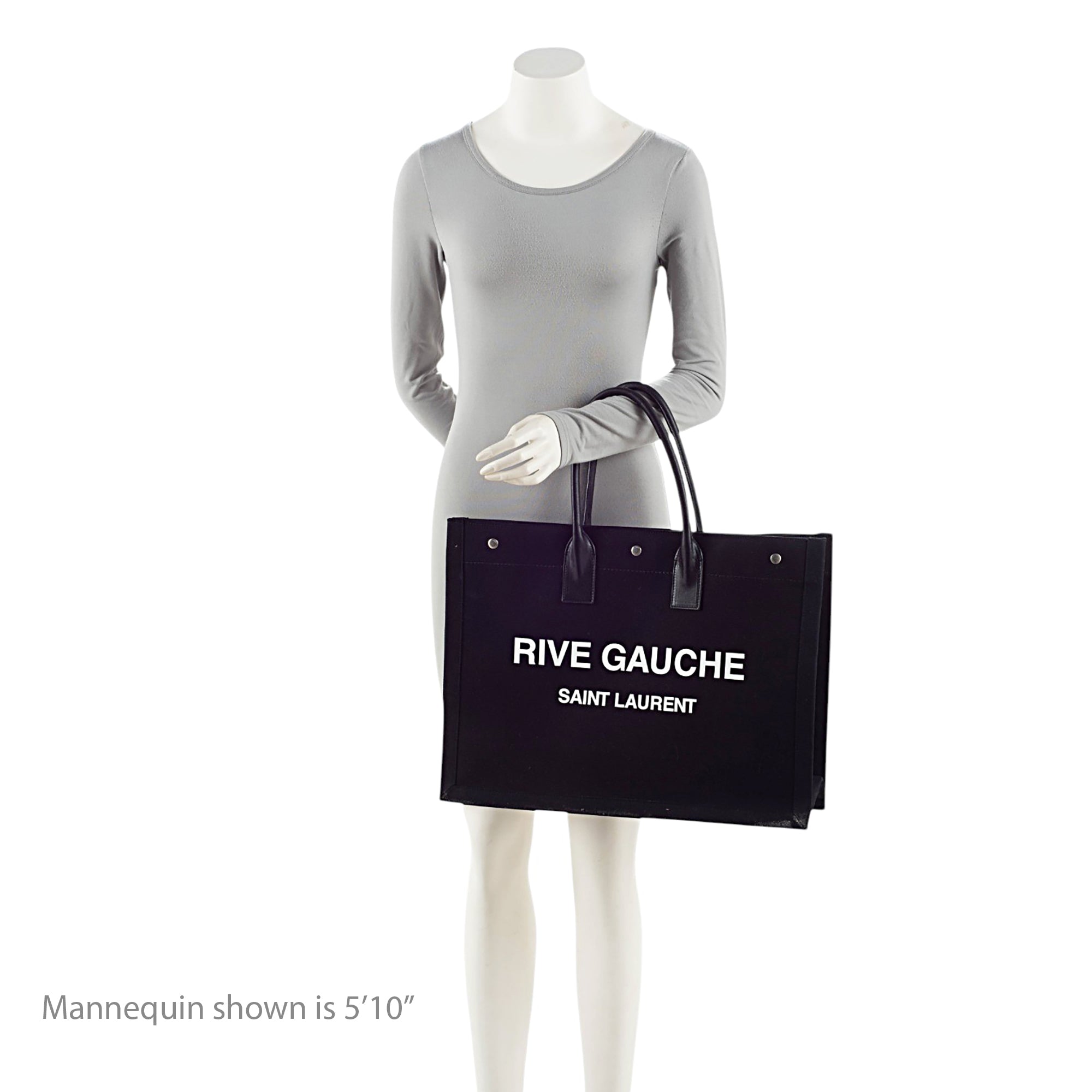 Saint Laurent Canvas Calfskin Rive Gauche Large Tote