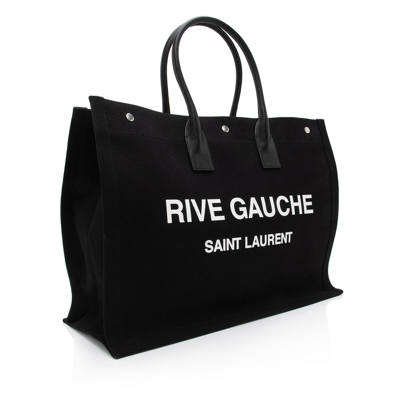 Saint Laurent Canvas Calfskin Rive Gauche Large Tote (SHF-PjHcZm)