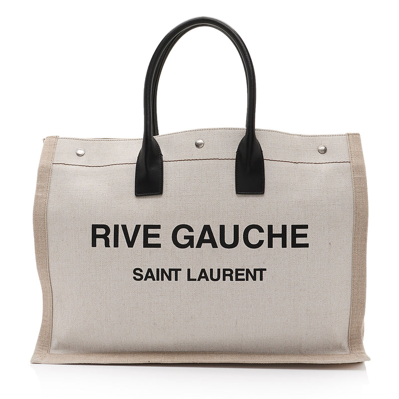 Saint Laurent Canvas Calfskin Rive Gauche Large Tote (SHF-Ti5Jyi)