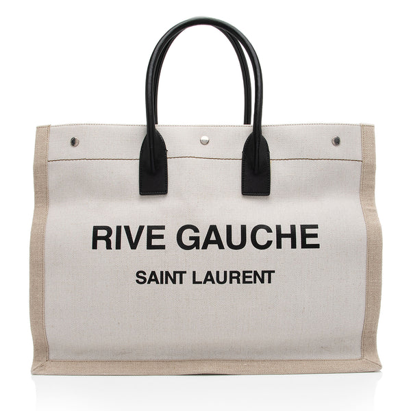Saint Laurent Canvas Calfskin Rive Gauche Large Tote (SHF-zNZTfi)