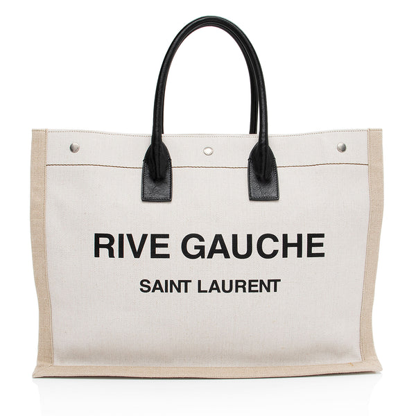 Saint Laurent Canvas Calfskin Rive Gauche Large Tote (SHF-3A04Tk)