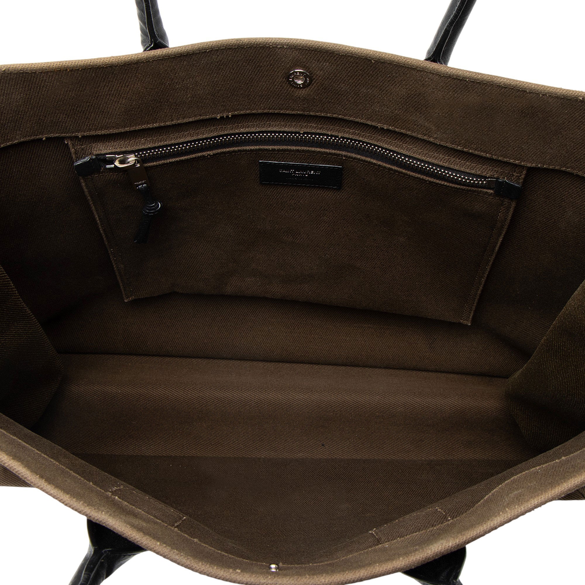 Saint Laurent Canvas Calfskin Rive Gauche Large Tote
