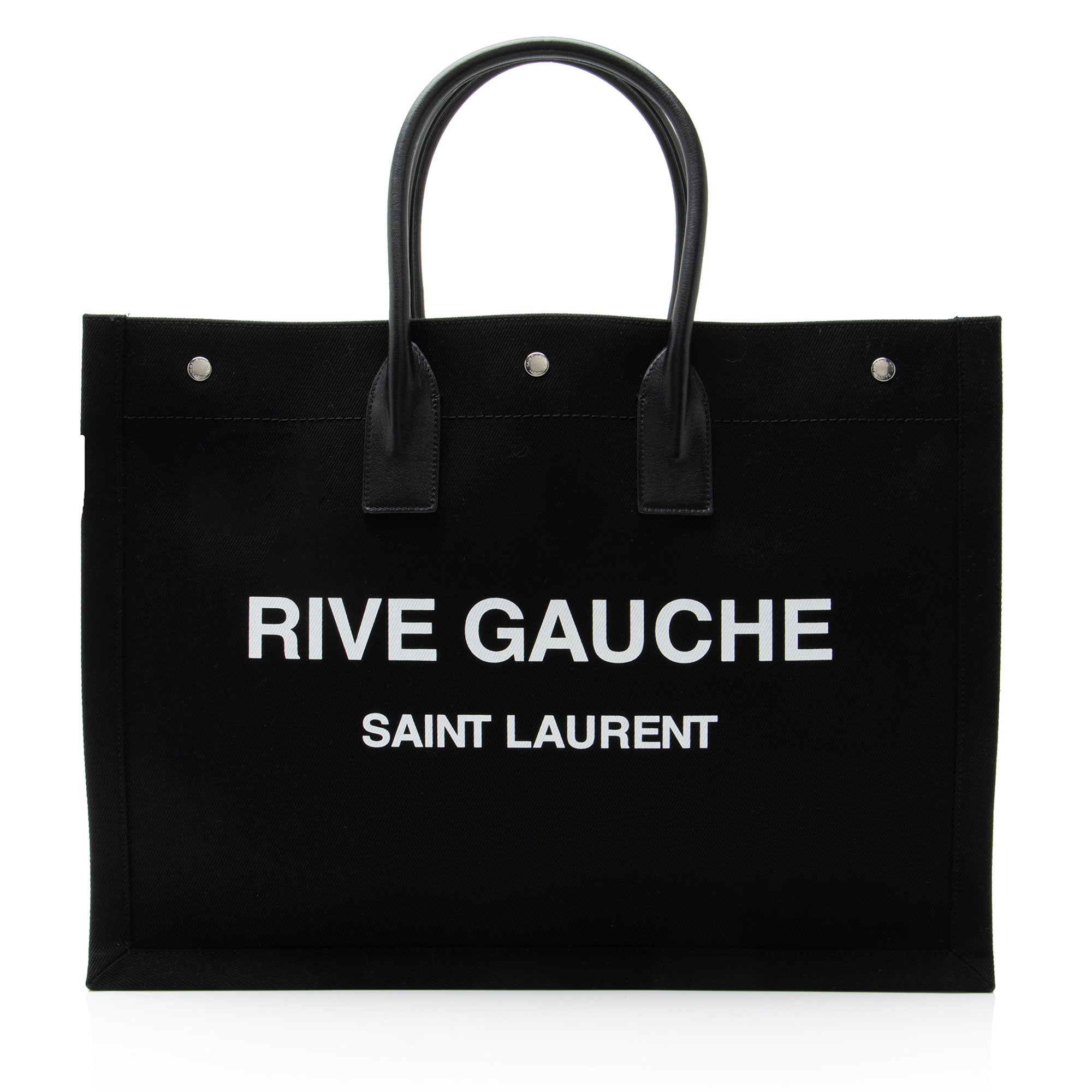 Saint Laurent Canvas Calfskin Rive Gauche Large Tote